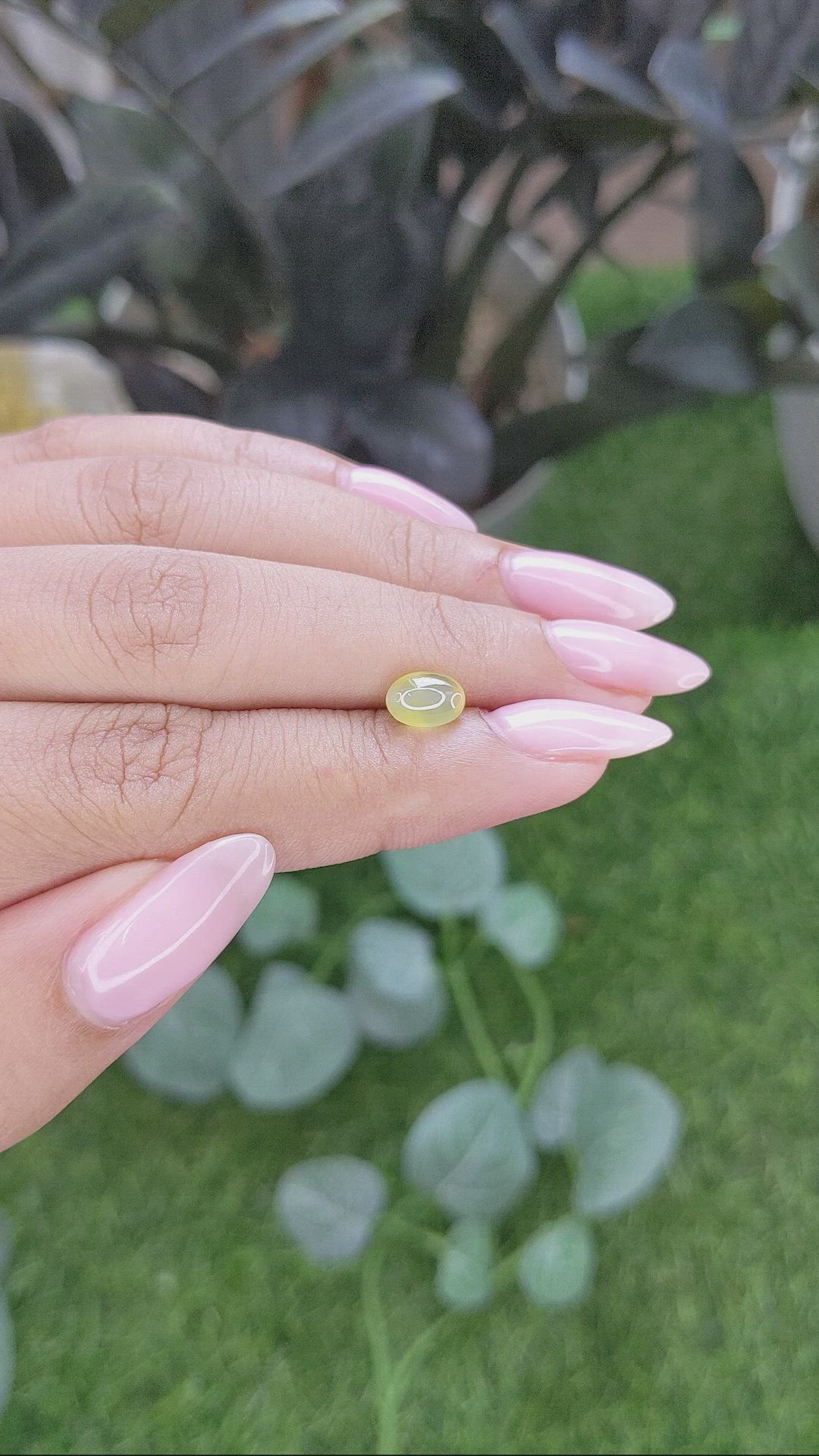 1.63 Ct. Greenish Yellow Cabochon Chrysoberyl from Madagascar Size Video