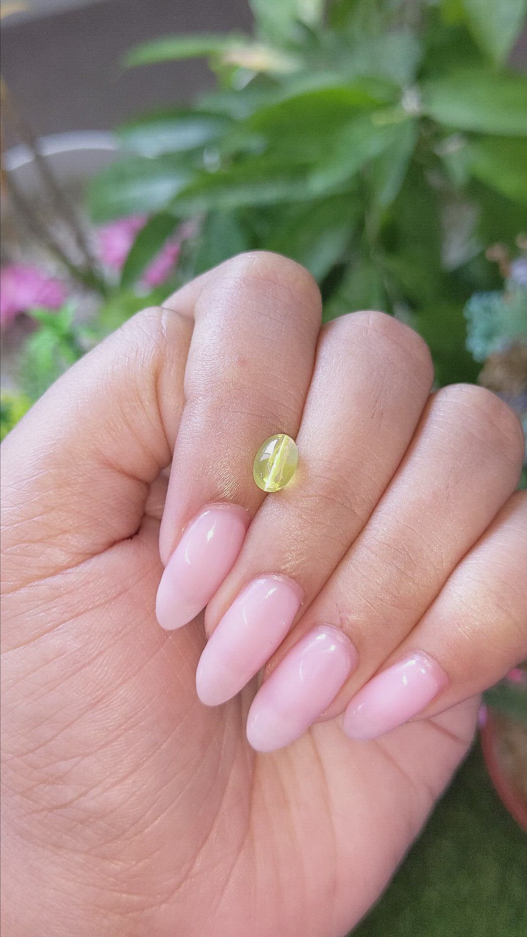 1.63 Ct. Greenish Yellow Cabochon Chrysoberyl from Madagascar Size Video