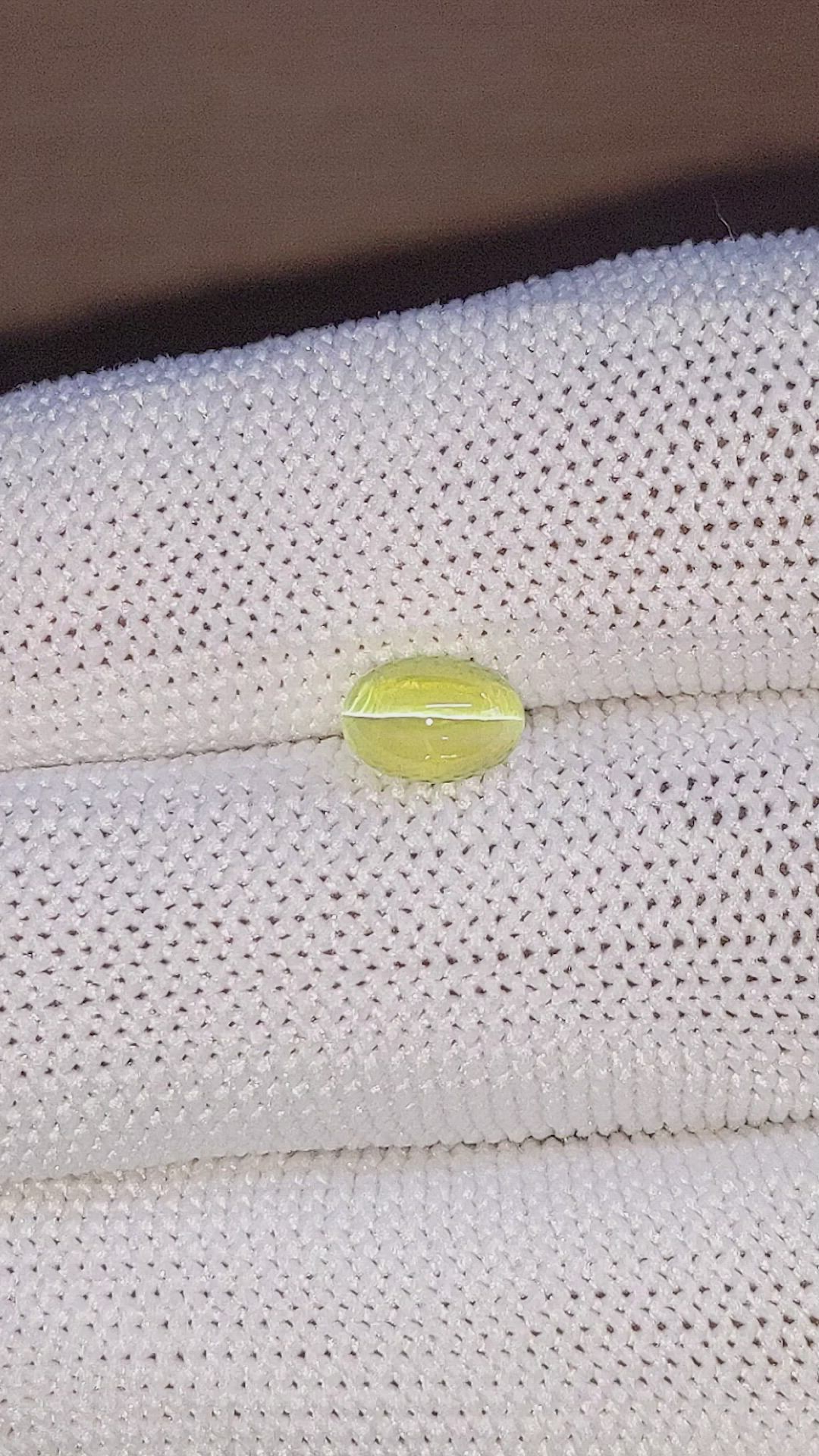 1.63 Ct. Greenish Yellow Cabochon Chrysoberyl from Madagascar Size Video