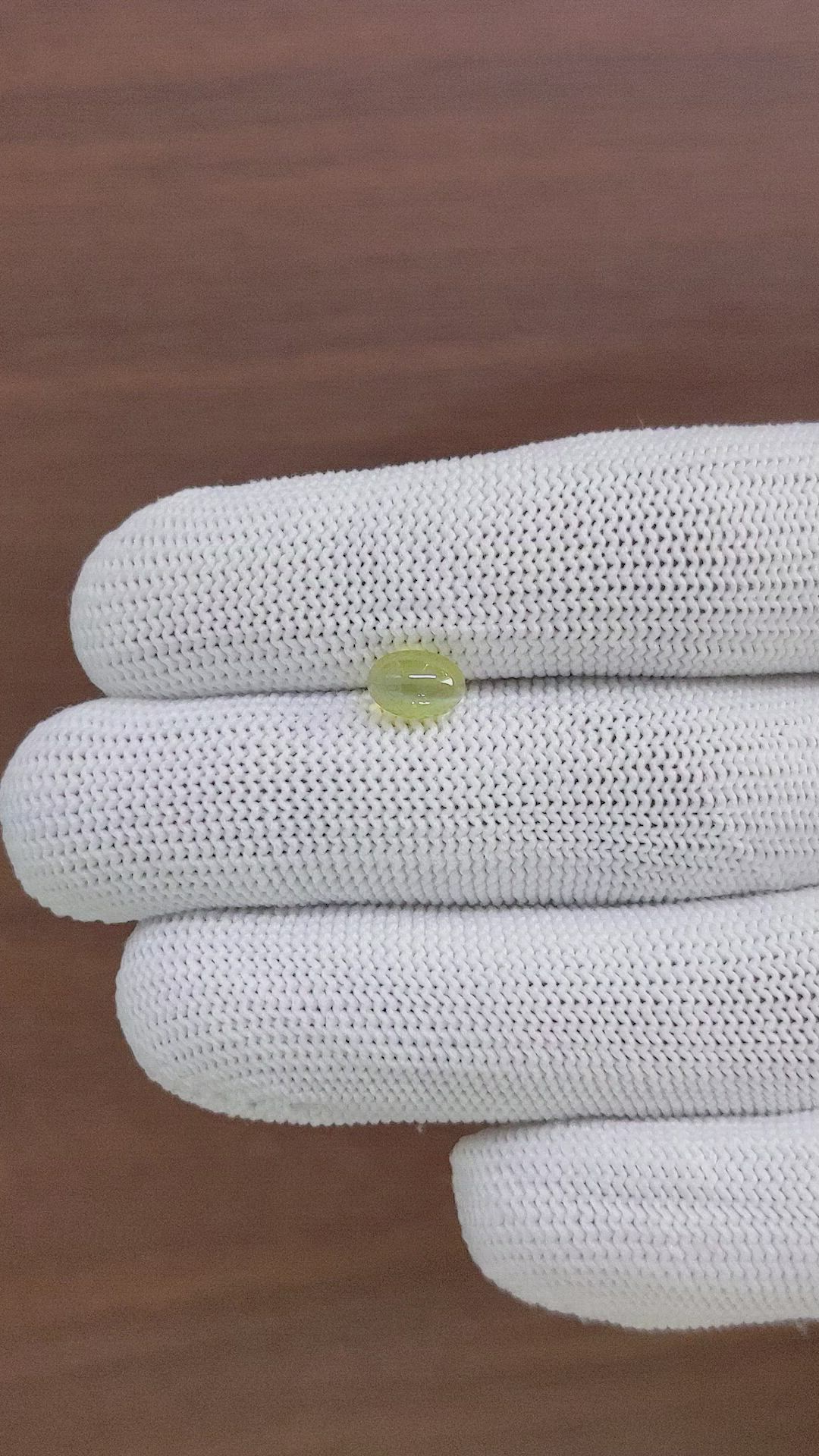 1.63 Ct. Greenish Yellow Cabochon Chrysoberyl from Madagascar Size Video