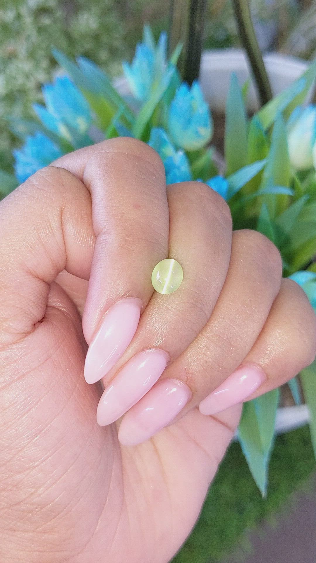 1.76 Ct. Yellowish Green Cabochon Chrysoberyl from Tanzania Size Video