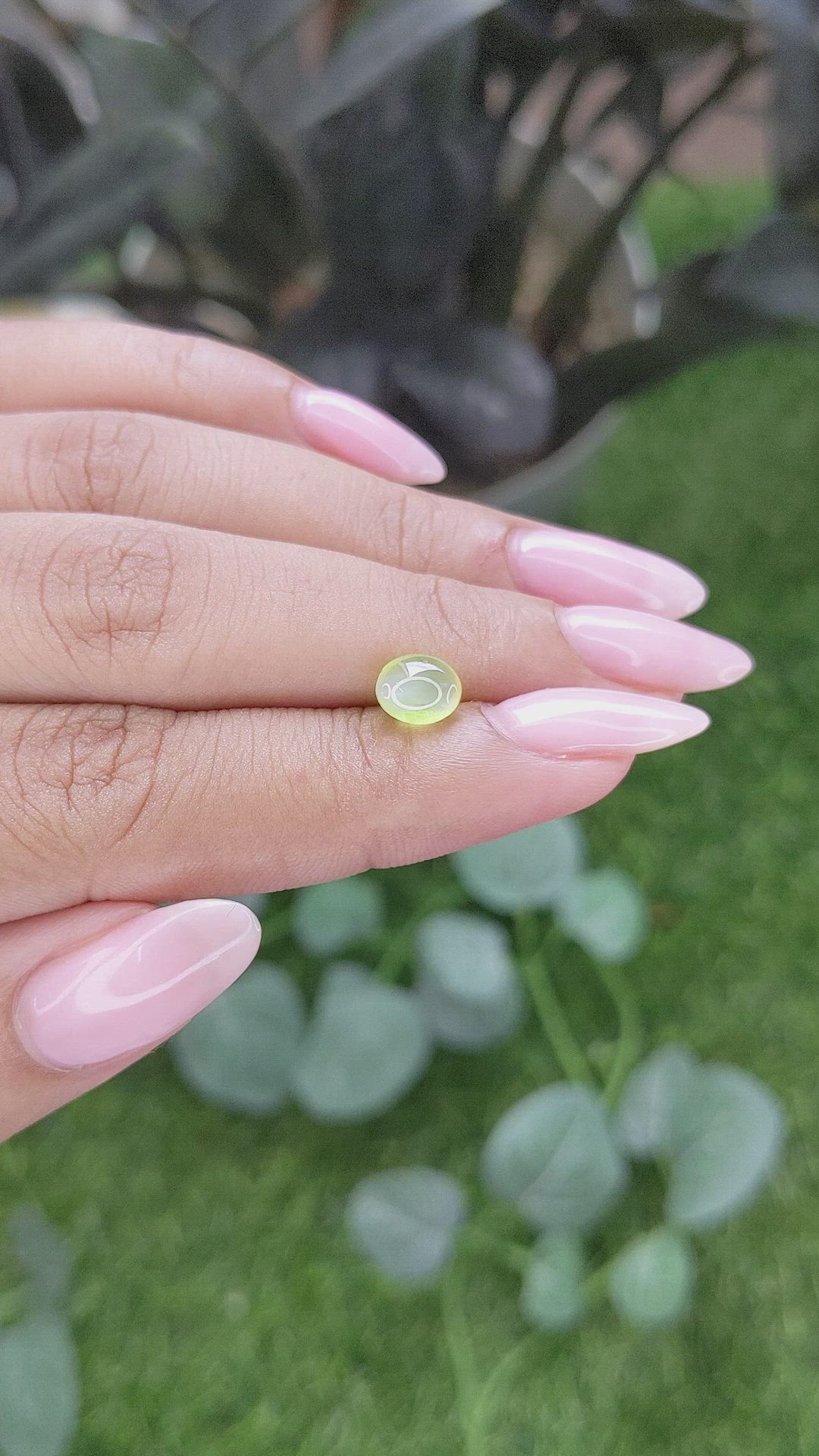 1.76 Ct. Yellowish Green Cabochon Chrysoberyl from Tanzania Size Video