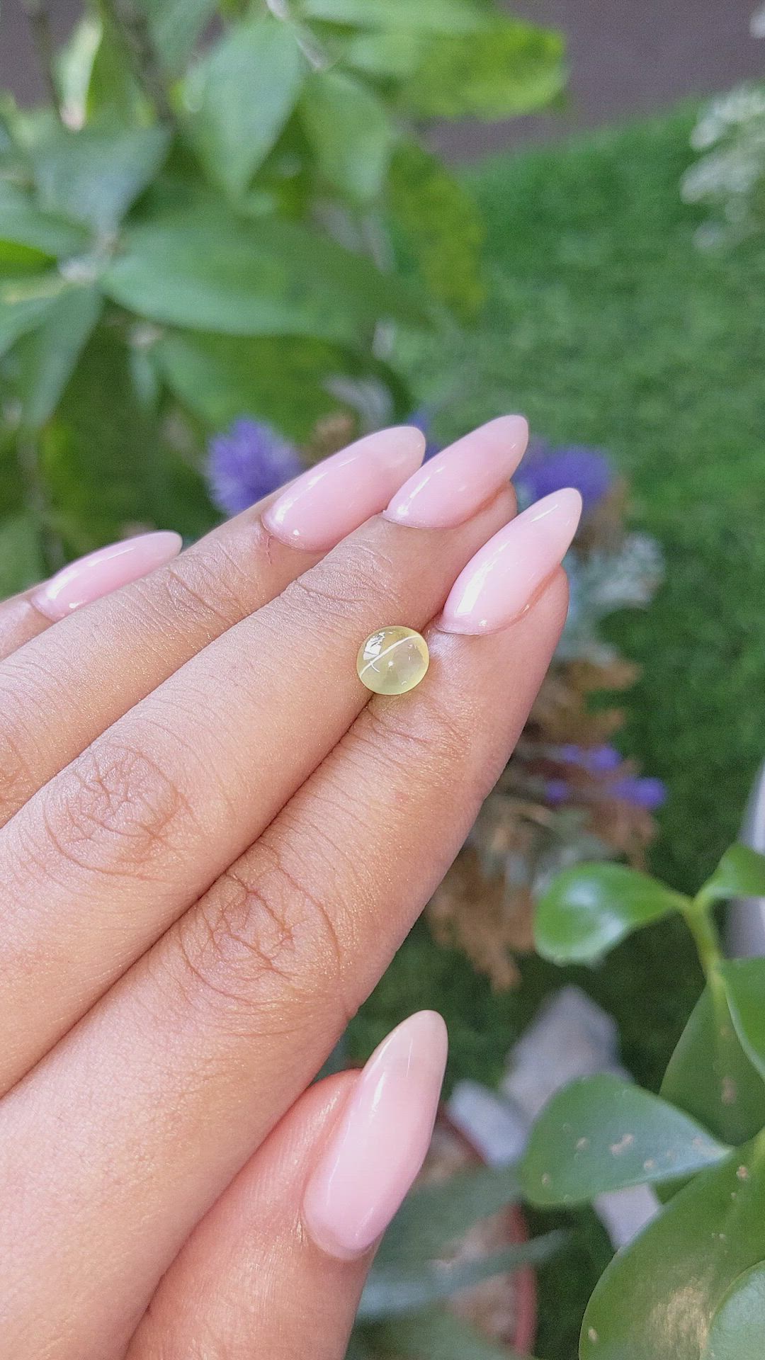 1.31 Ct. Greenish Yellow Cabochon Chrysoberyl from Tanzania Size Video