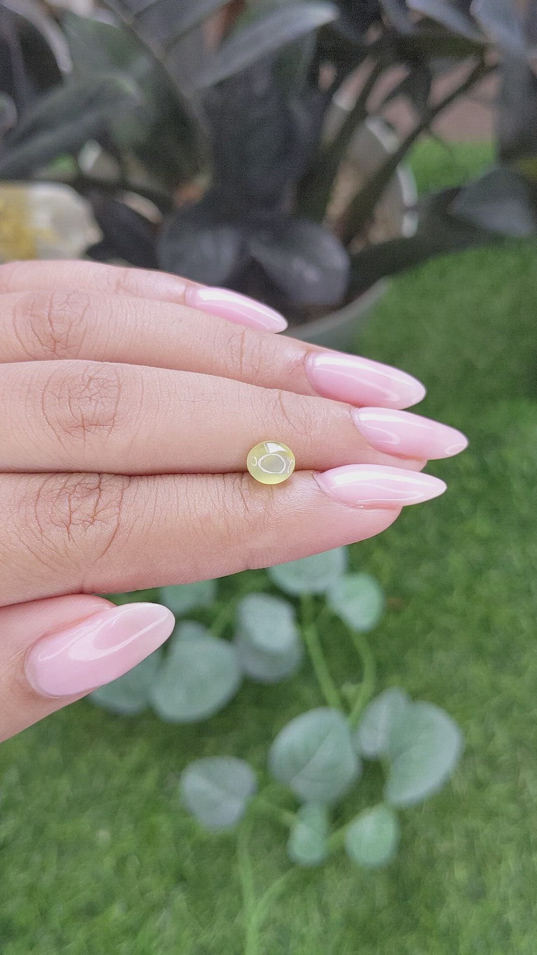 1.31 Ct. Greenish Yellow Cabochon Chrysoberyl from Tanzania Size Video