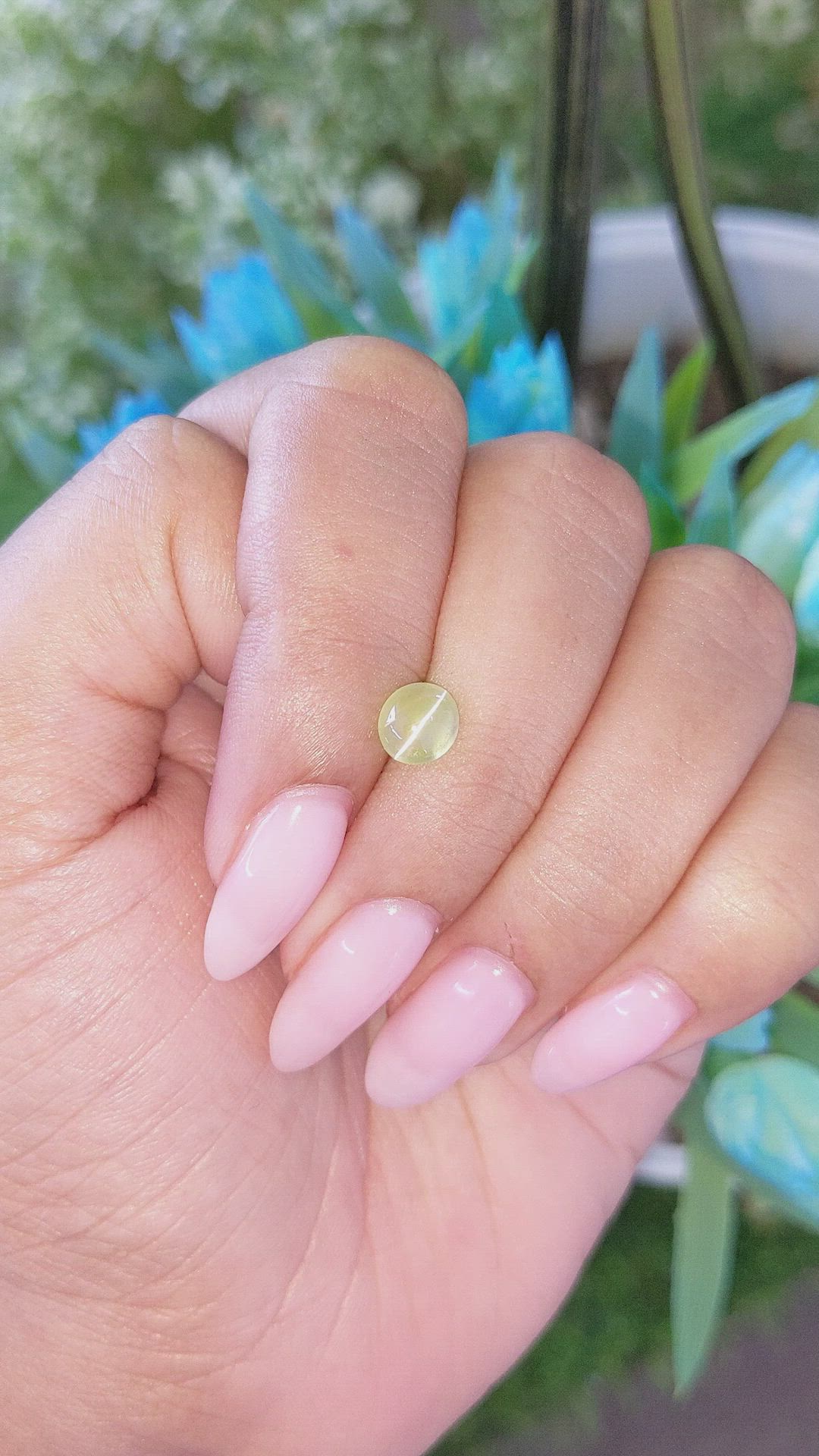 1.31 Ct. Greenish Yellow Cabochon Chrysoberyl from Tanzania Size Video