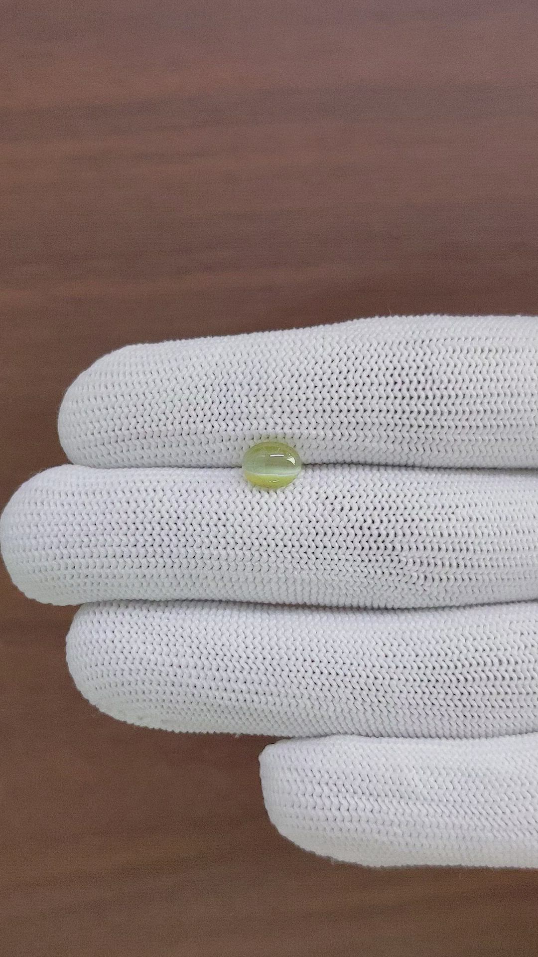 1.53 Ct. Yellowish Green Cabochon Chrysoberyl from Tanzania Size Video