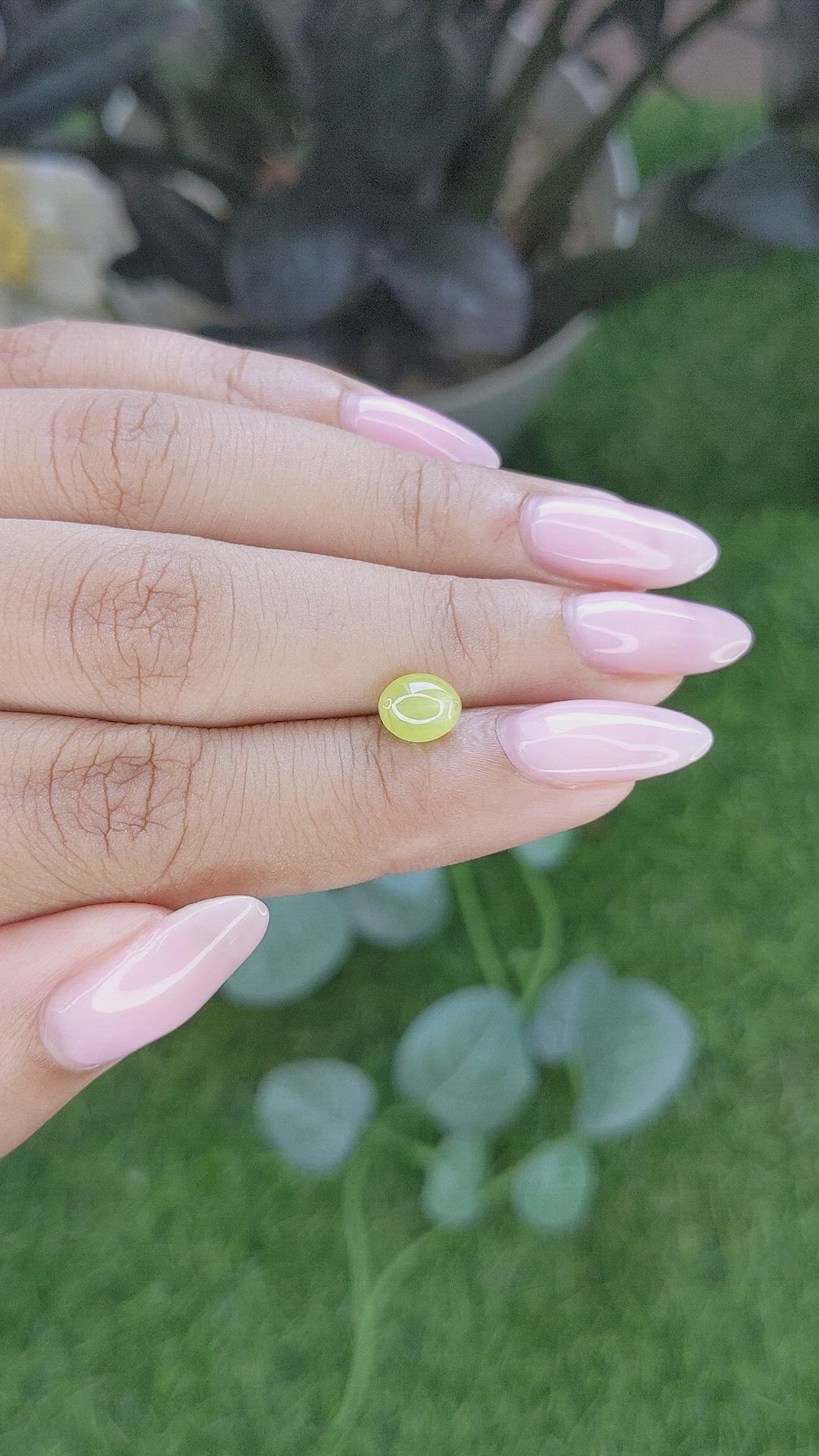 1.47 Ct. Greenish Yellow Cabochon Chrysoberyl from Tanzania Size Video