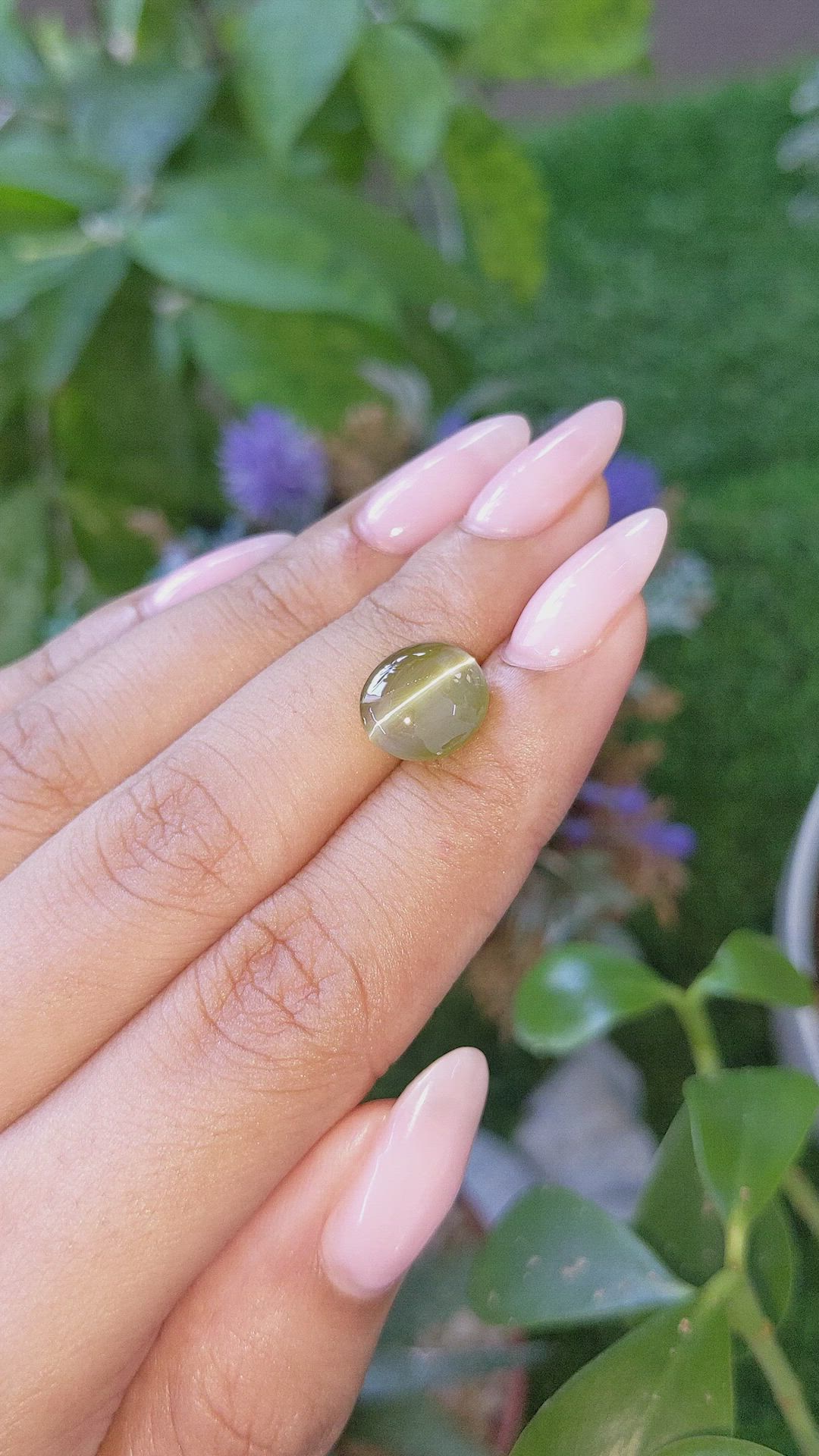 6.09 Ct. Brownish Green Cabochon Chrysoberyl from Tanzania Size Video