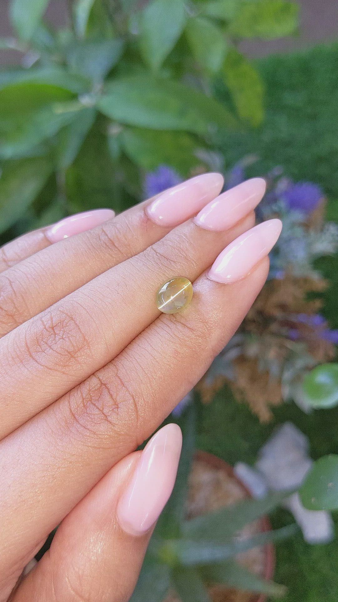 2.27 Ct. Greenish Yellow Cabochon Chrysoberyl from Tanzania Size Video