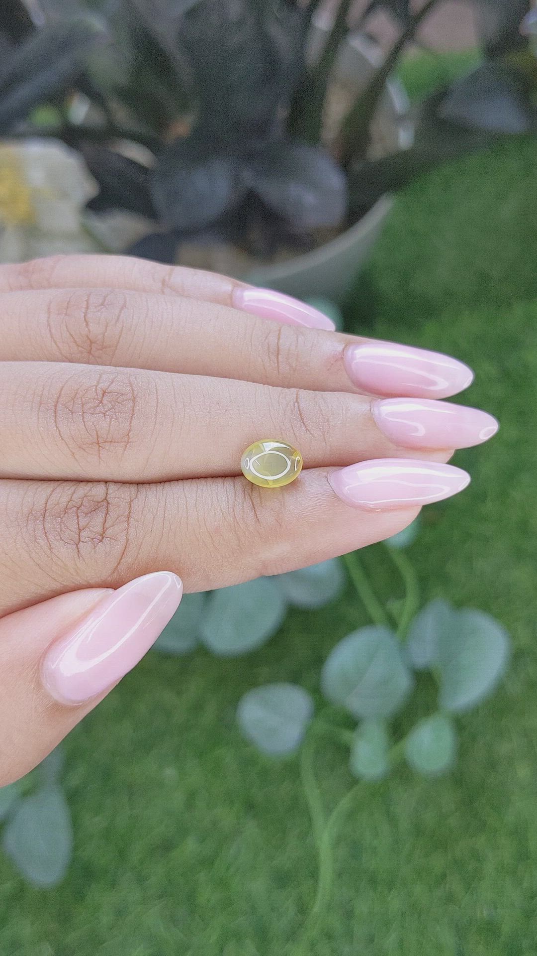 2.27 Ct. Greenish Yellow Cabochon Chrysoberyl from Tanzania Size Video