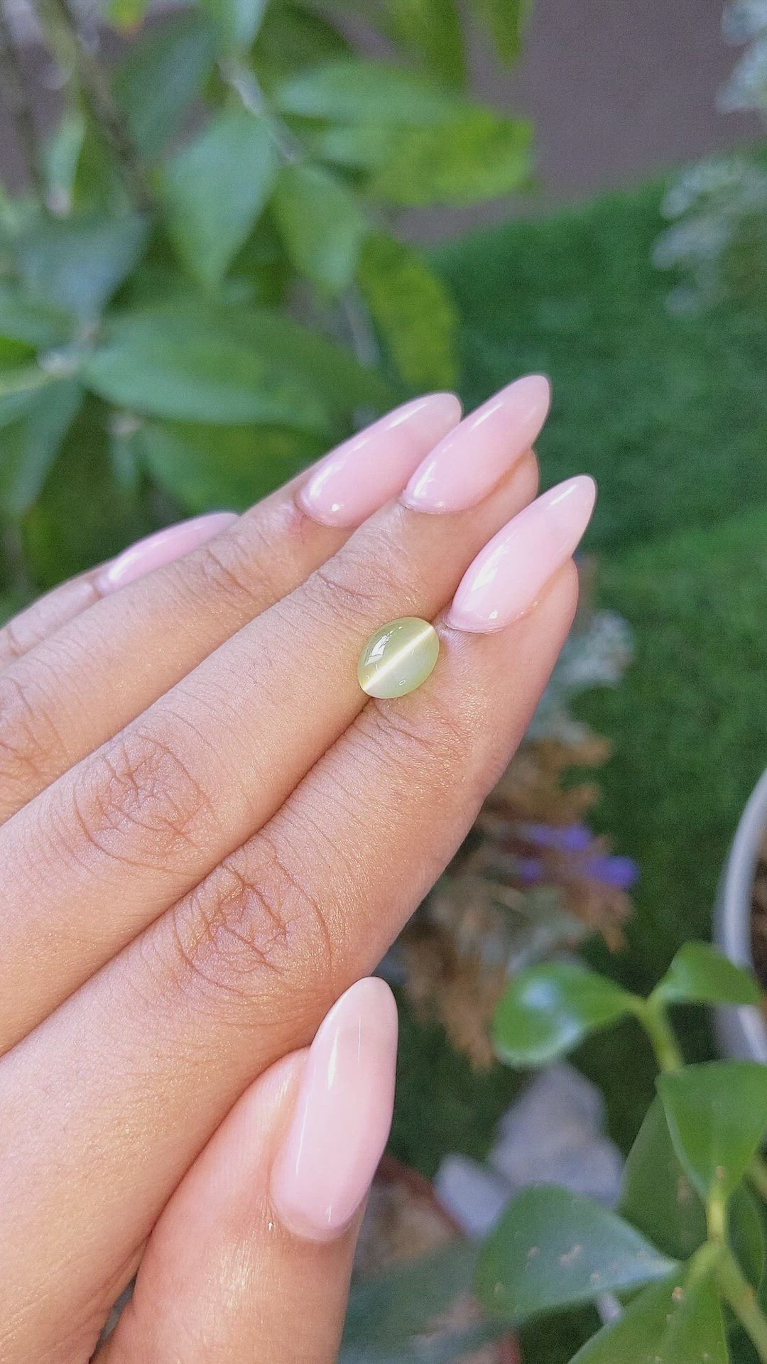 2.32 Ct. Yellowish Green Cabochon Chrysoberyl from Tanzania Size Video