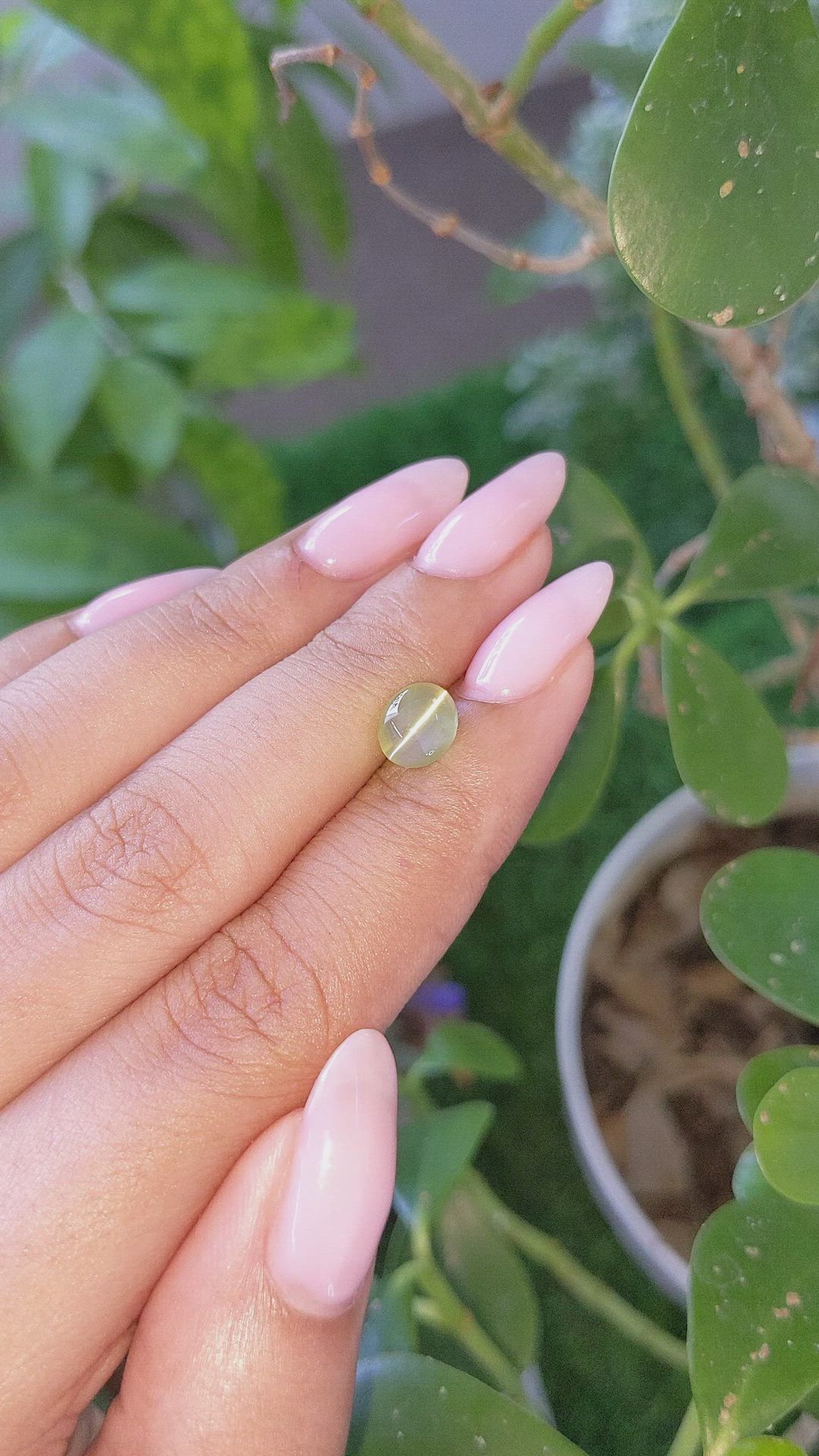 2.02 Ct. Yellowish Green Cabochon Chrysoberyl from Tanzania Size Video