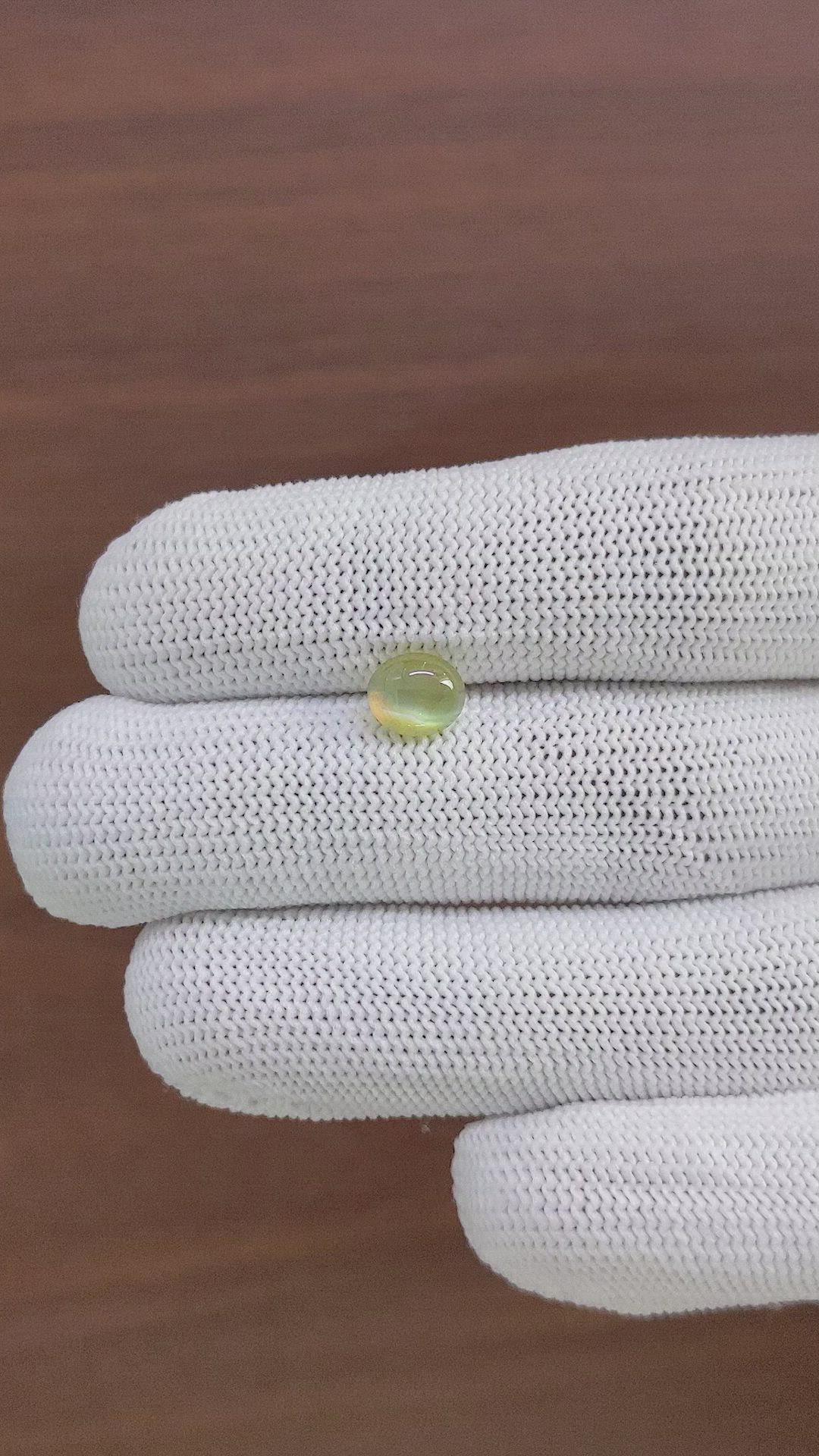 2.02 Ct. Yellowish Green Cabochon Chrysoberyl from Tanzania Size Video