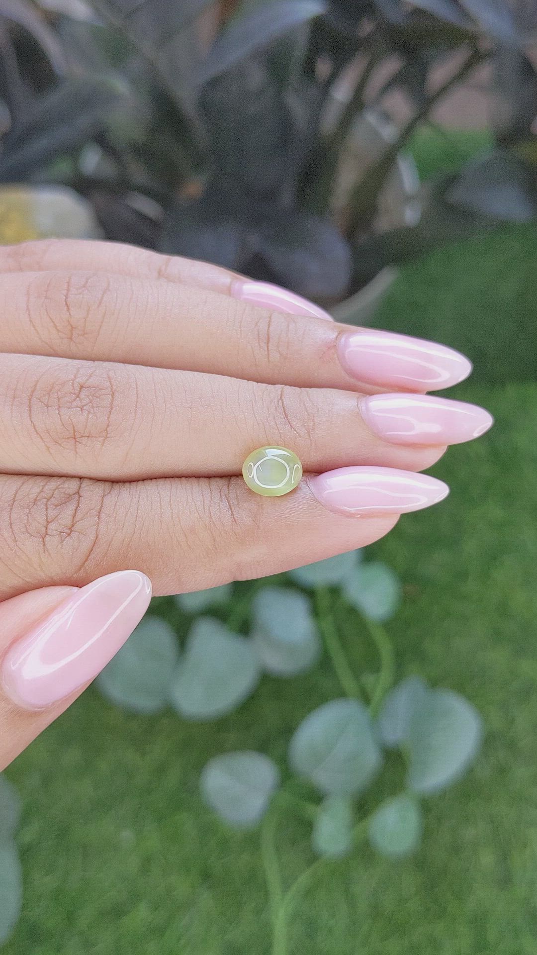 2.02 Ct. Yellowish Green Cabochon Chrysoberyl from Tanzania Size Video