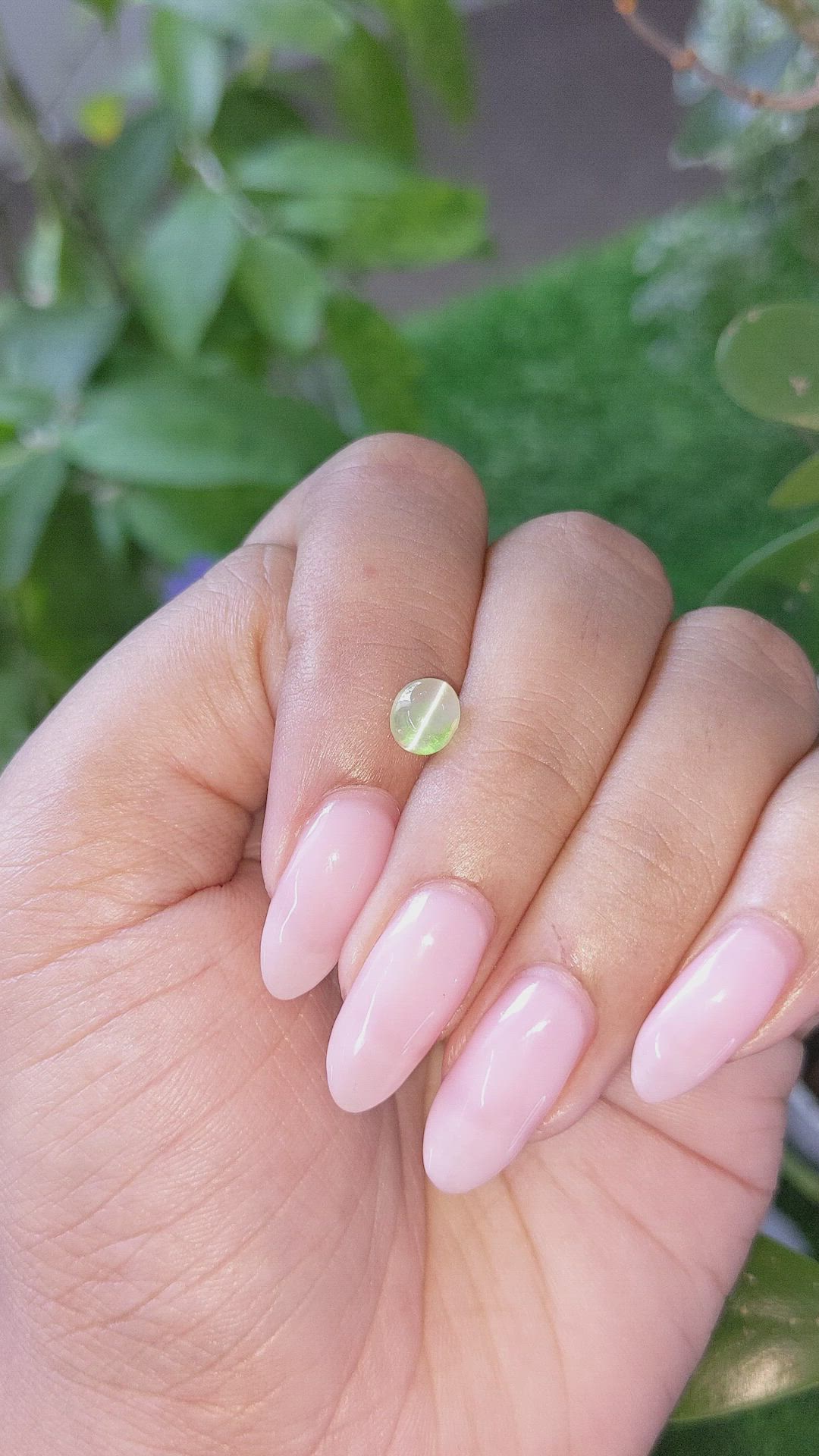 1.13 Ct. Yellowish Green Cabochon Chrysoberyl from Tanzania Size Video