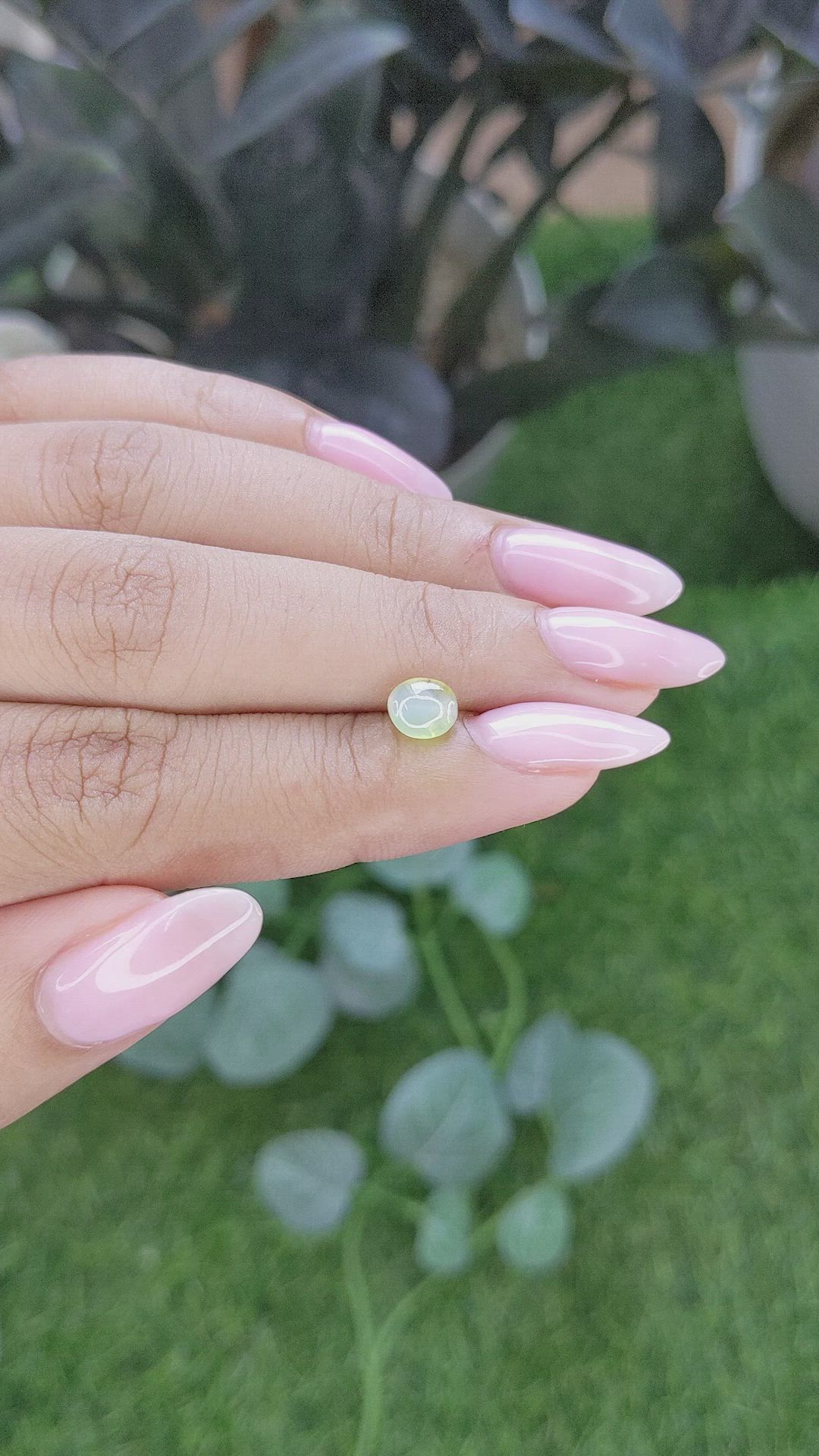 1.13 Ct. Yellowish Green Cabochon Chrysoberyl from Tanzania Size Video