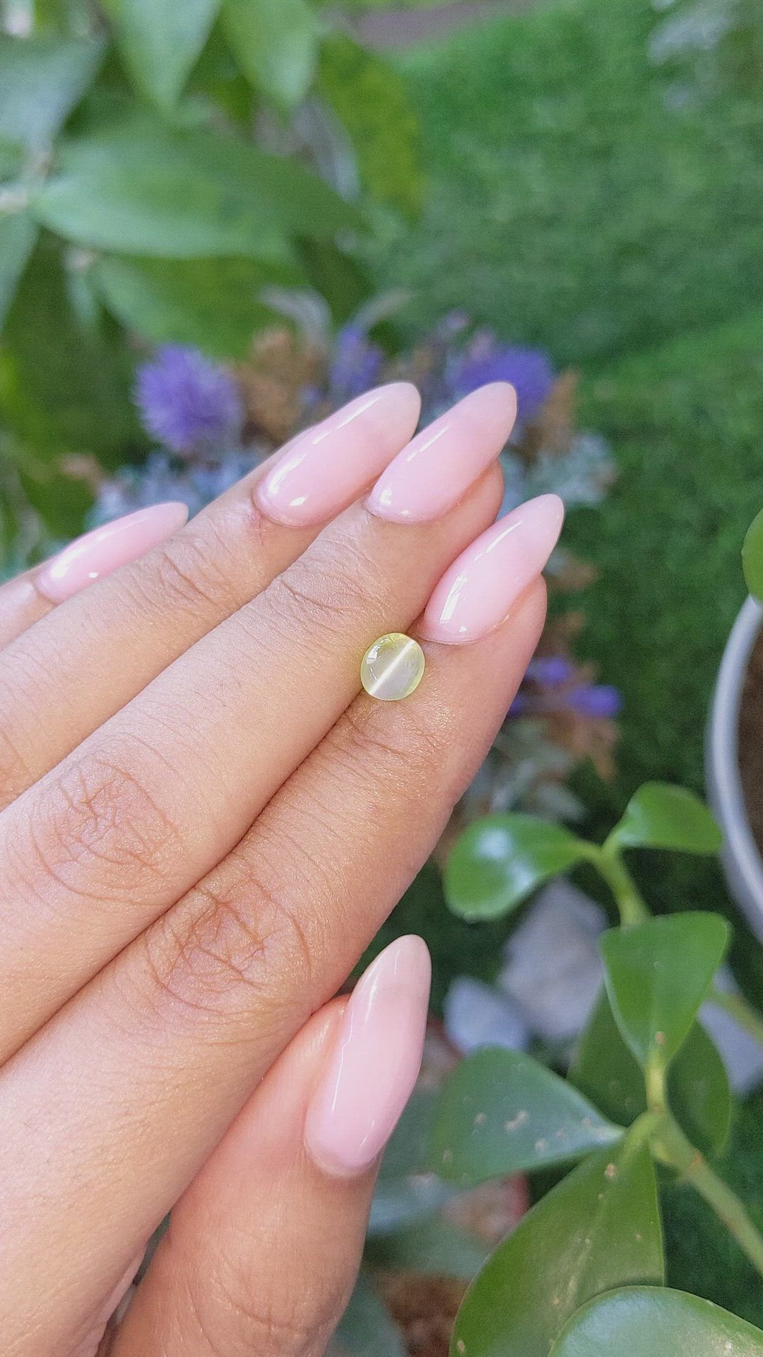 1.13 Ct. Yellowish Green Cabochon Chrysoberyl from Tanzania Size Video