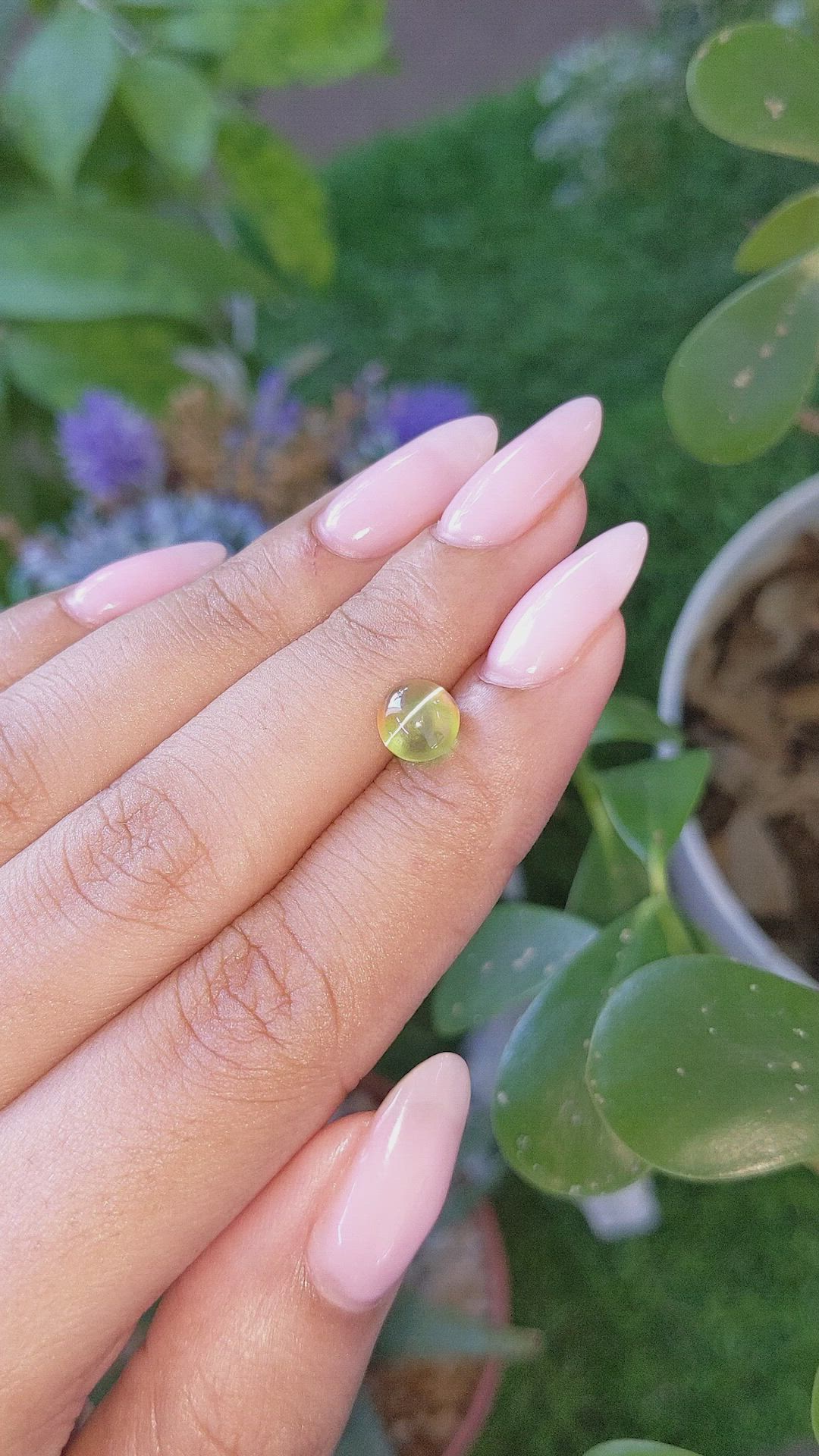 2.08 Ct. Yellowish Green Cabochon Chrysoberyl from Tanzania Size Video