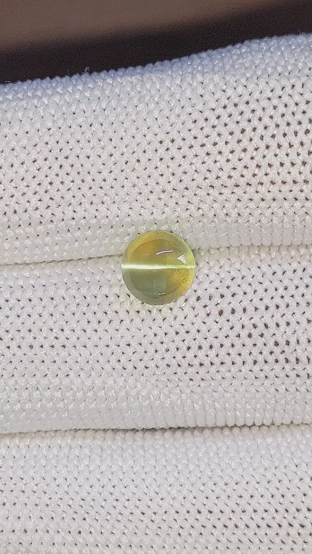 2.08 Ct. Yellowish Green Cabochon Chrysoberyl from Tanzania Size Video