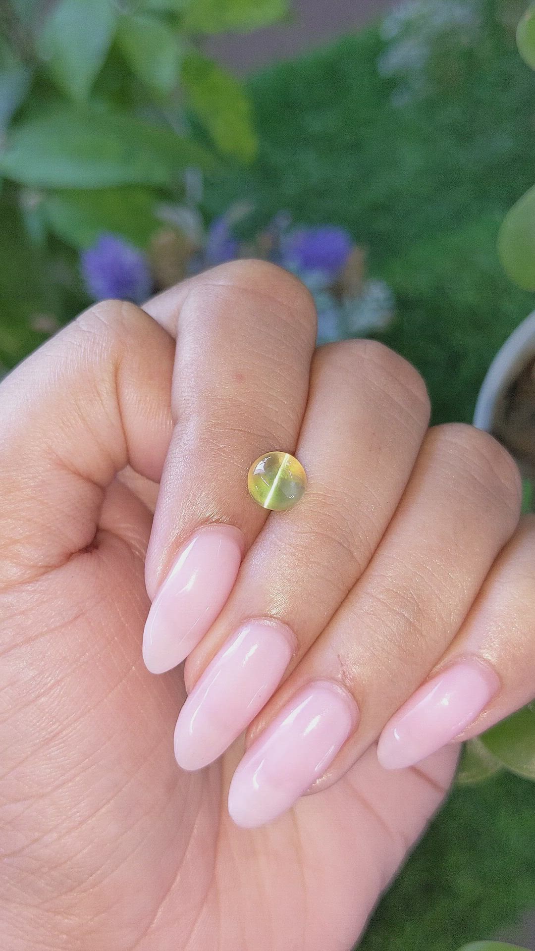 2.08 Ct. Yellowish Green Cabochon Chrysoberyl from Tanzania Size Video
