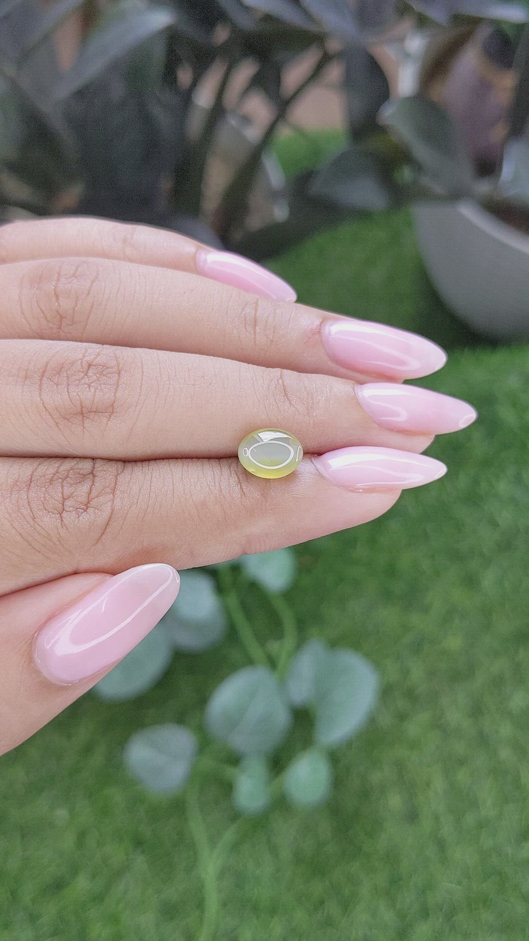 2.40 Ct. Greenish Yellow Cabochon Chrysoberyl from Tanzania Size Video