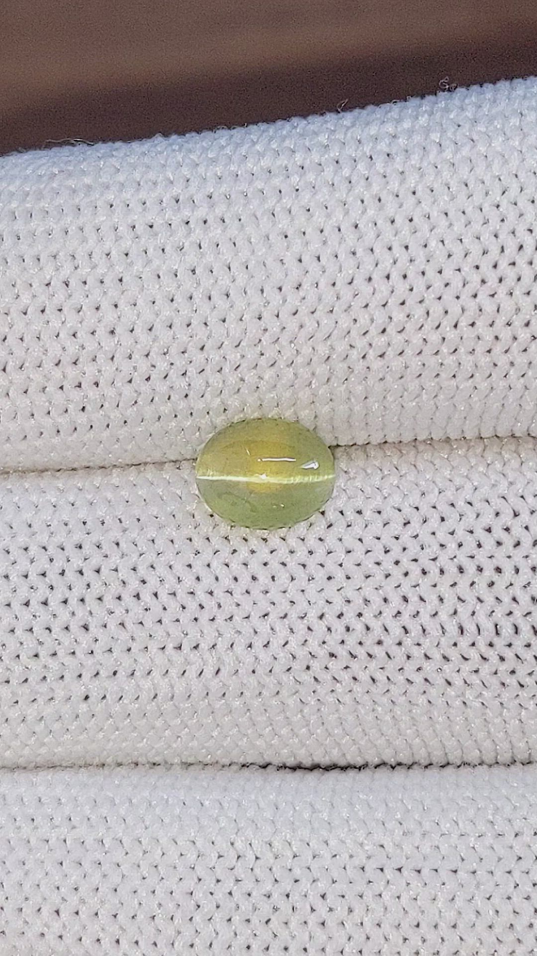 1.69 Ct. Yellowish Green Cabochon Chrysoberyl from Tanzania Size Video