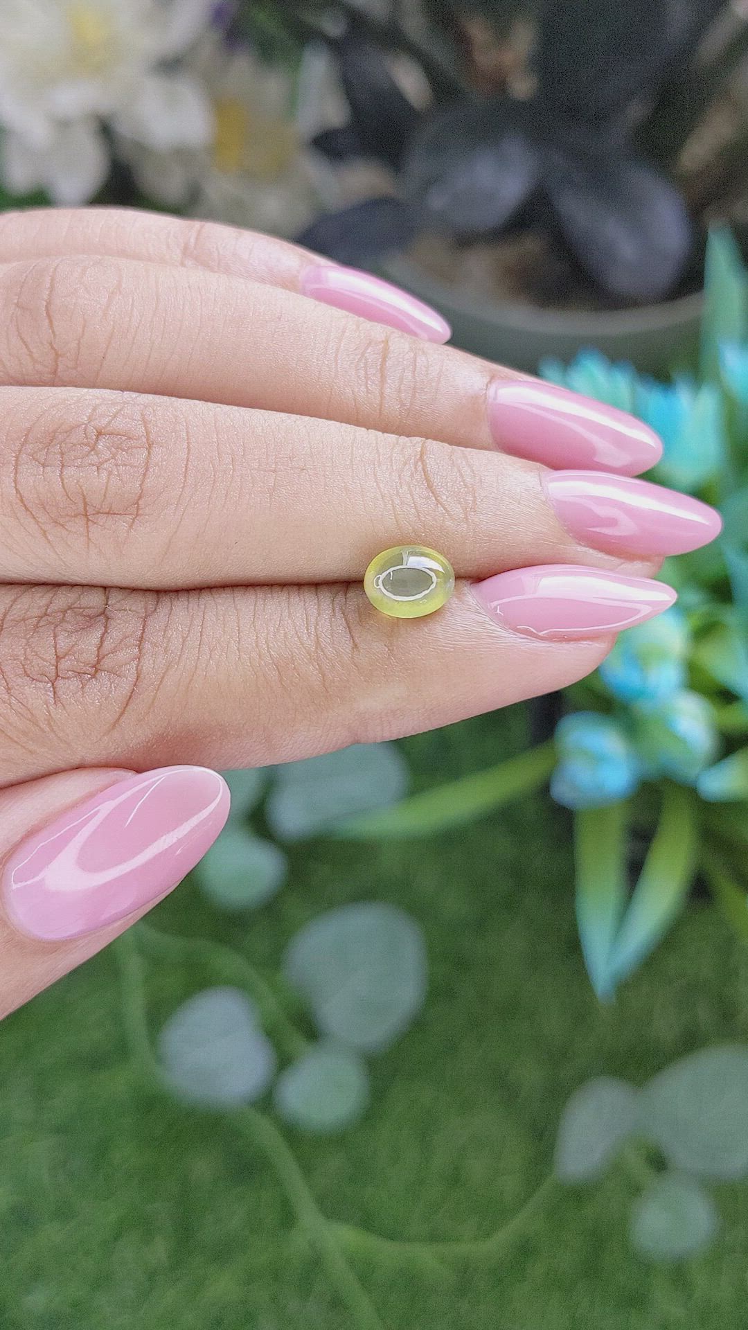 1.69 Ct. Yellowish Green Cabochon Chrysoberyl from Tanzania Size Video