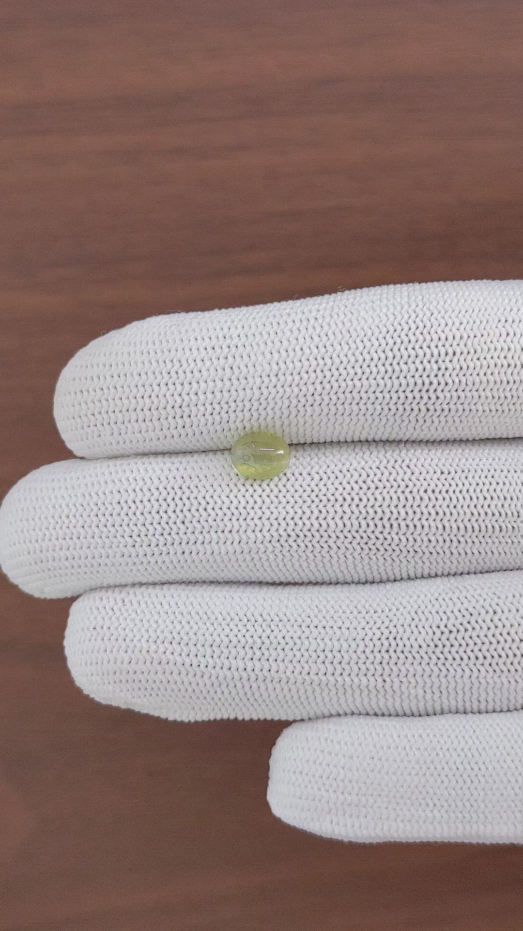 1.69 Ct. Yellowish Green Cabochon Chrysoberyl from Tanzania Size Video