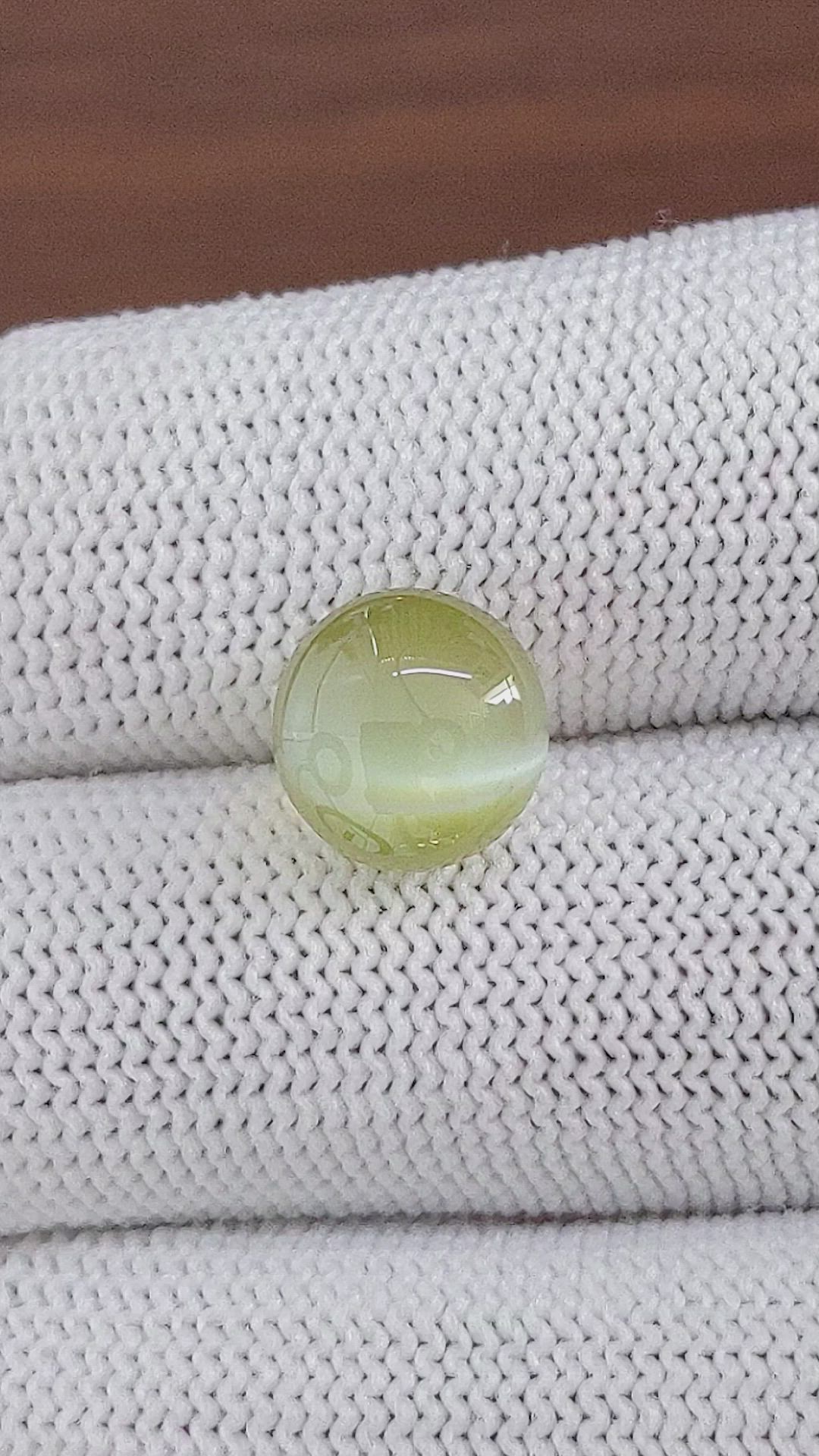 6.36 Ct. Yellowish Green Cabochon Chrysoberyl from Tanzania Size Video