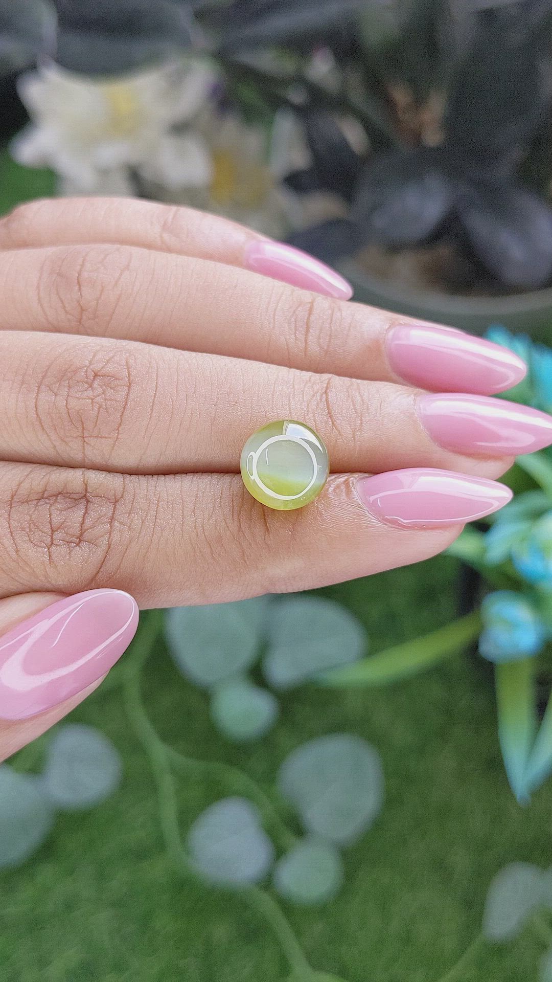 6.36 Ct. Yellowish Green Cabochon Chrysoberyl from Tanzania Size Video