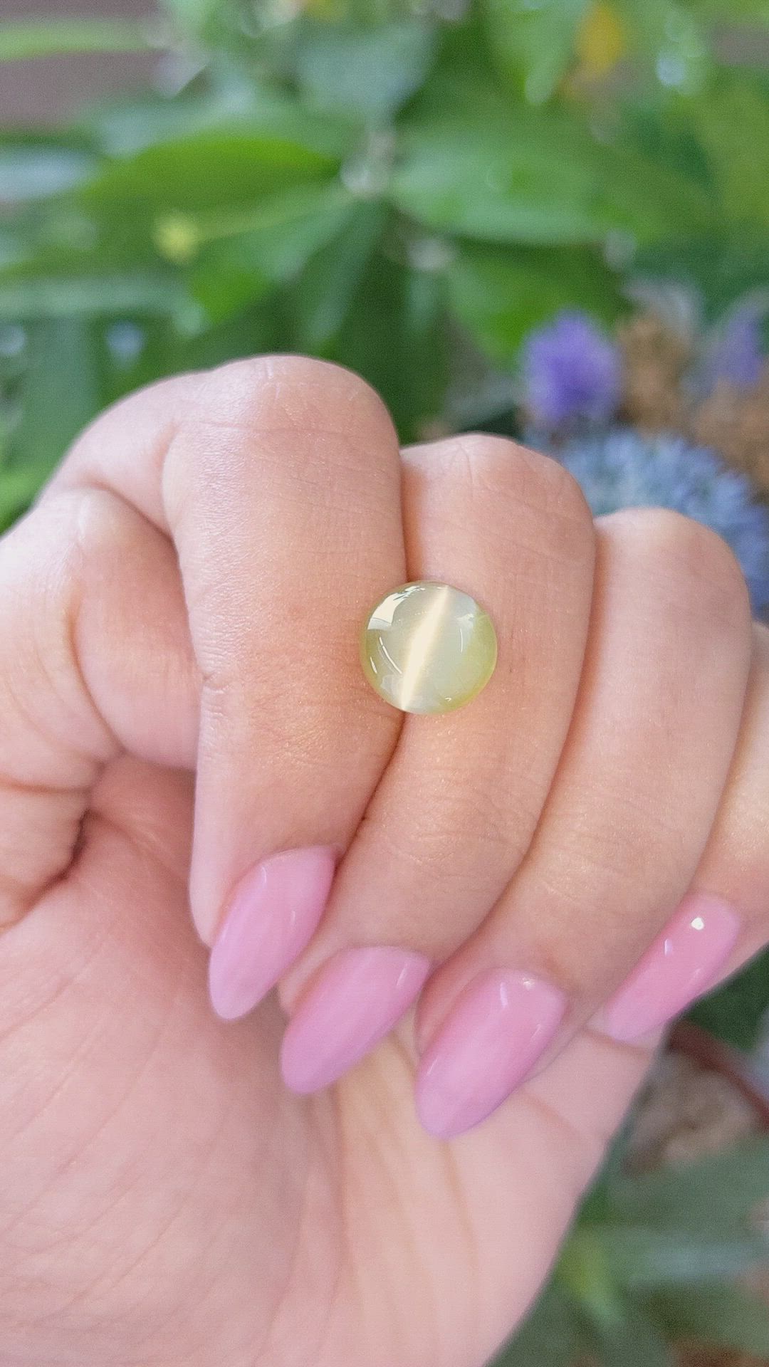 6.36 Ct. Yellowish Green Cabochon Chrysoberyl from Tanzania Size Video