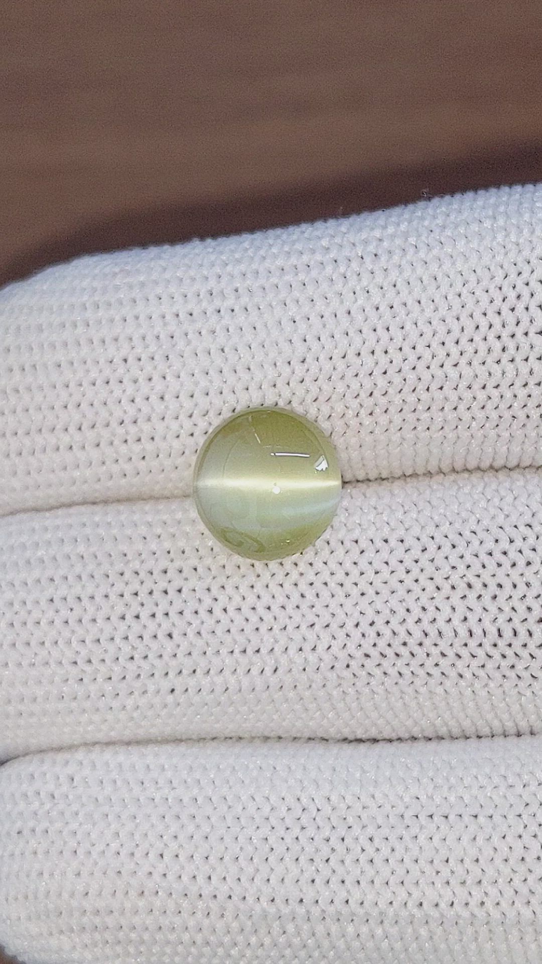 6.36 Ct. Yellowish Green Cabochon Chrysoberyl from Tanzania Size Video