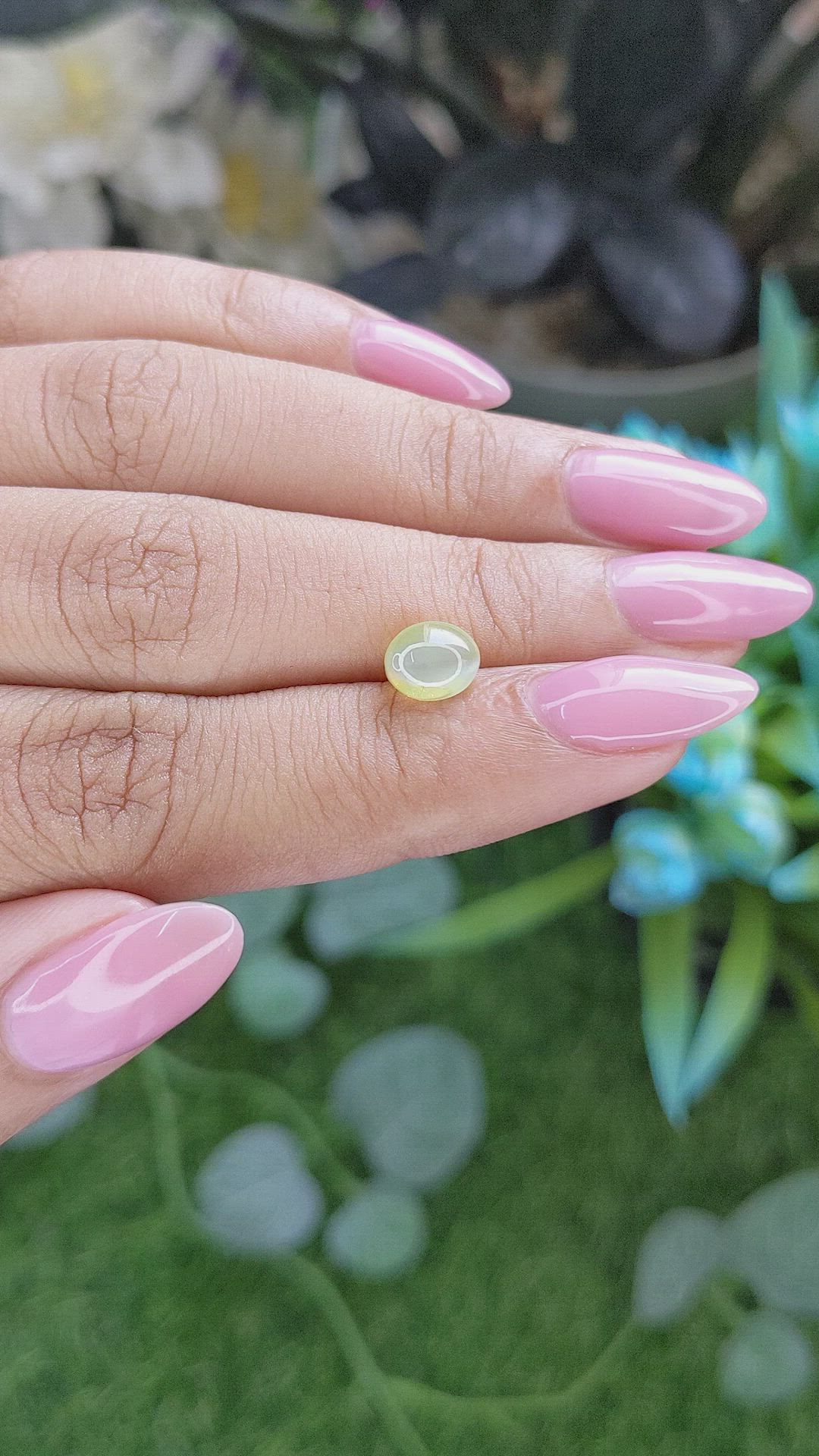 1.94 Ct. Greenish Yellow Cabochon Chrysoberyl from Tanzania Size Video