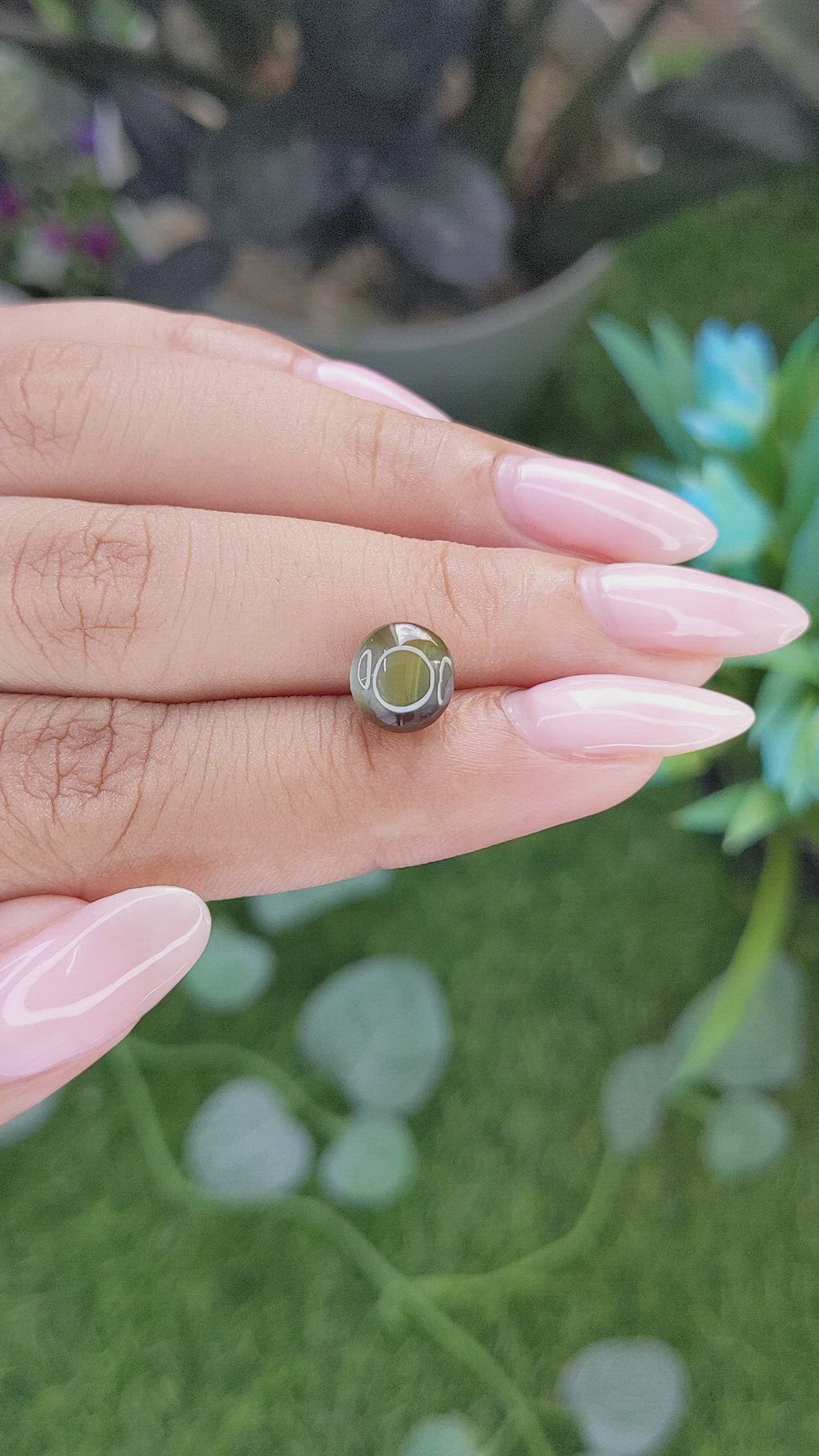 4.00 Ct. Brownish Green Cabochon Chrysoberyl from Tanzania Size Video