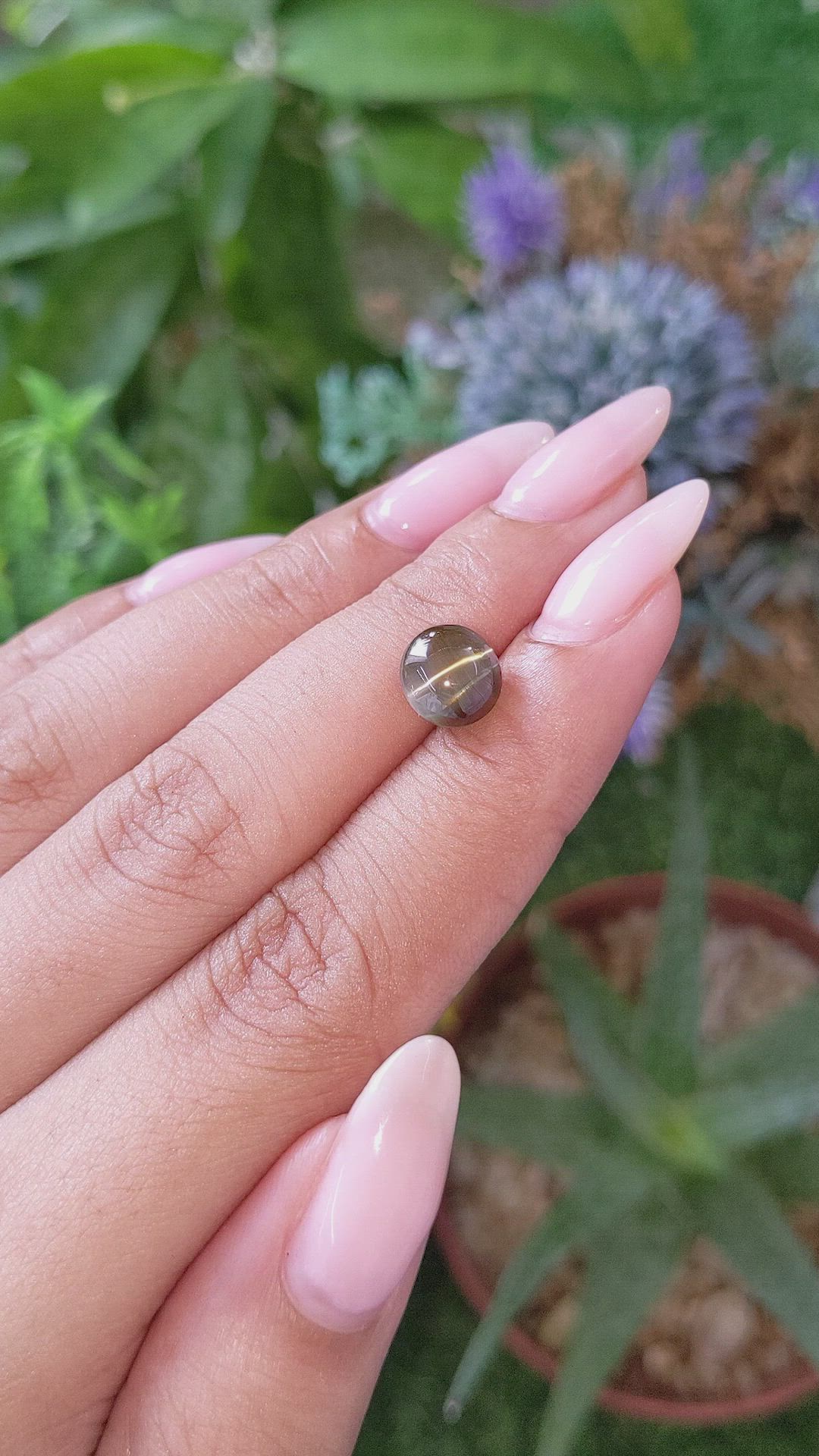 4.00 Ct. Brownish Green Cabochon Chrysoberyl from Tanzania Size Video