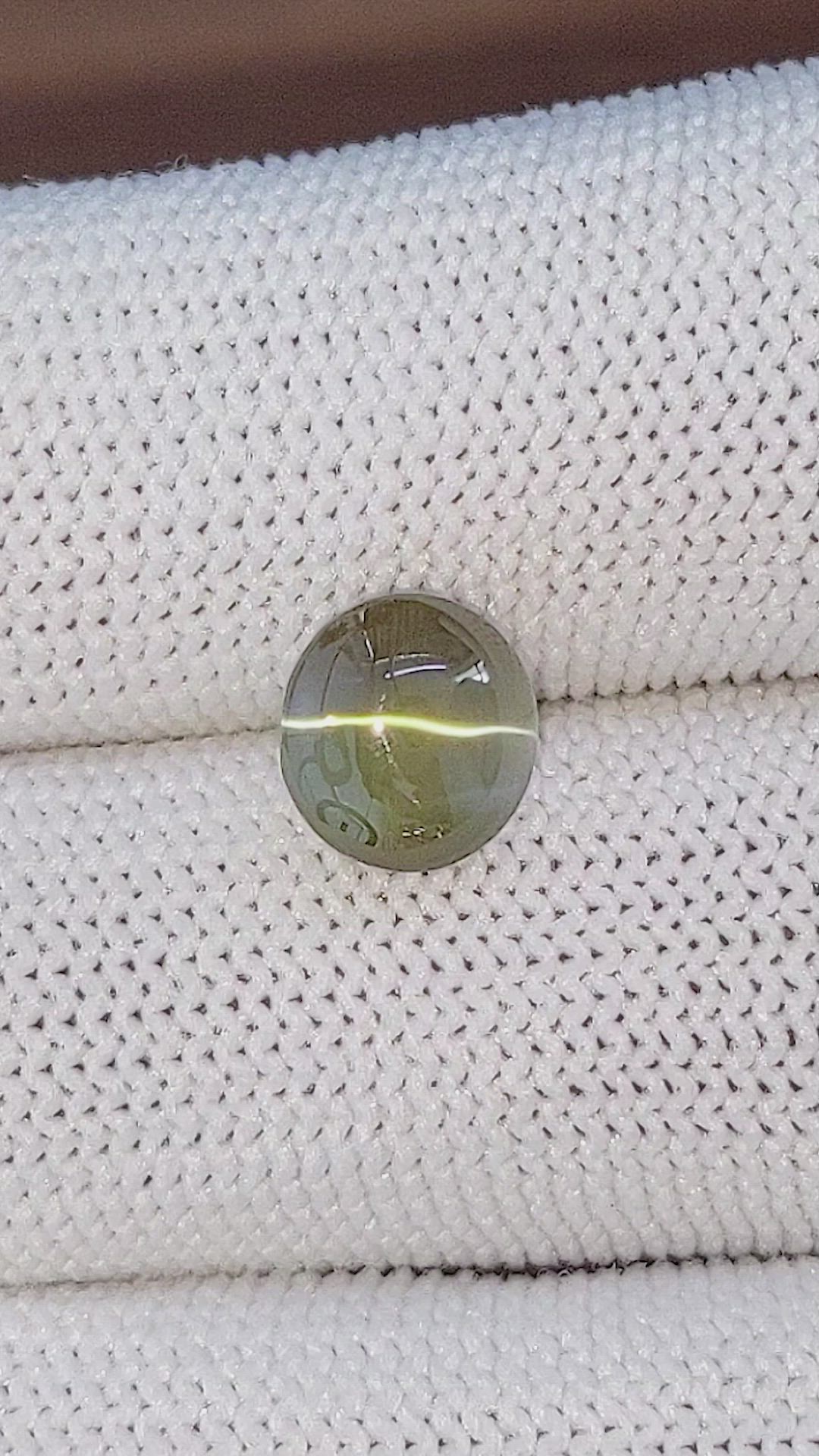 4.00 Ct. Brownish Green Cabochon Chrysoberyl from Tanzania Size Video