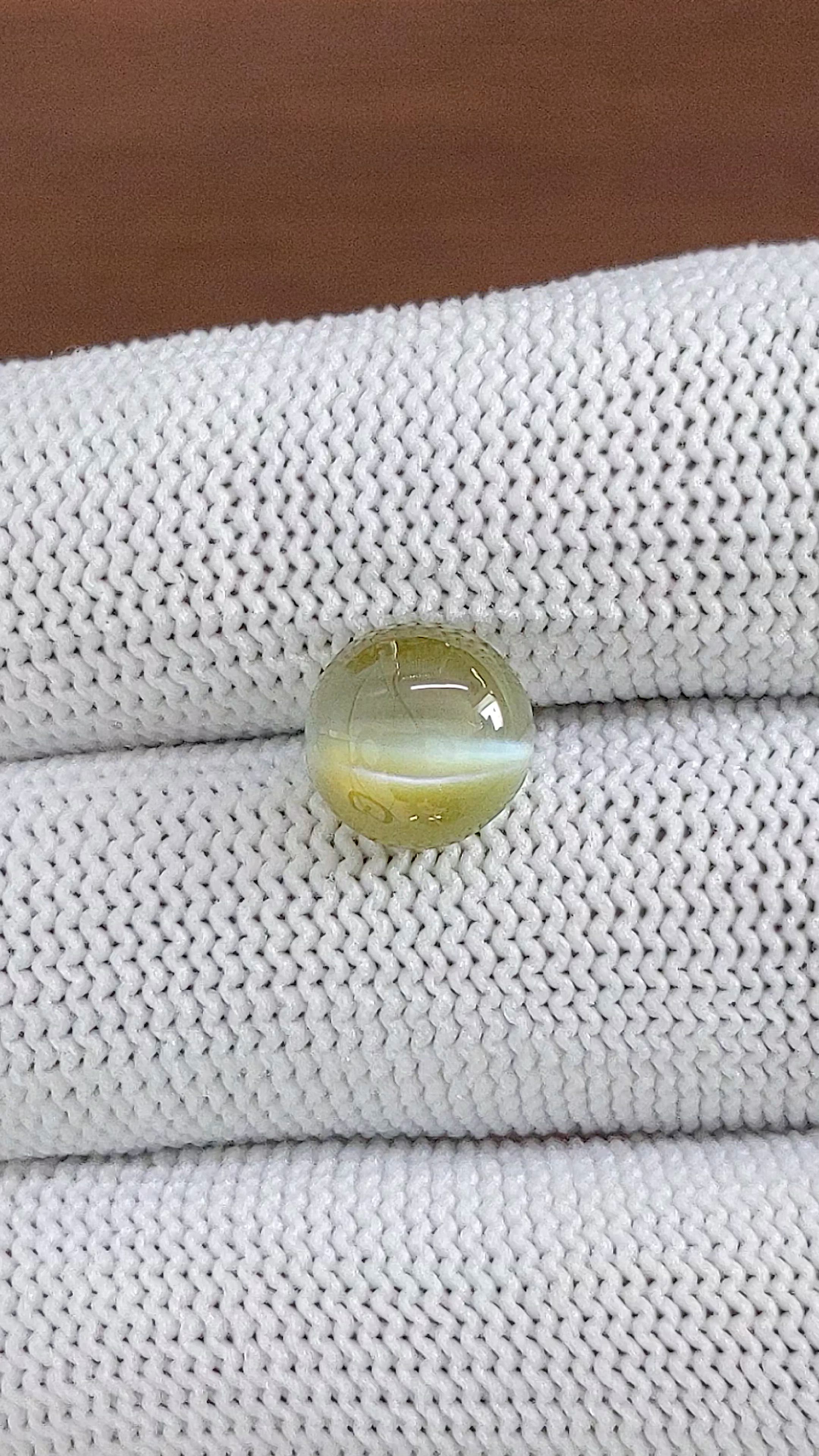 5.00 Ct. Greenish Yellow Cabochon Chrysoberyl from Ceylon (Sri Lanka) Size Video