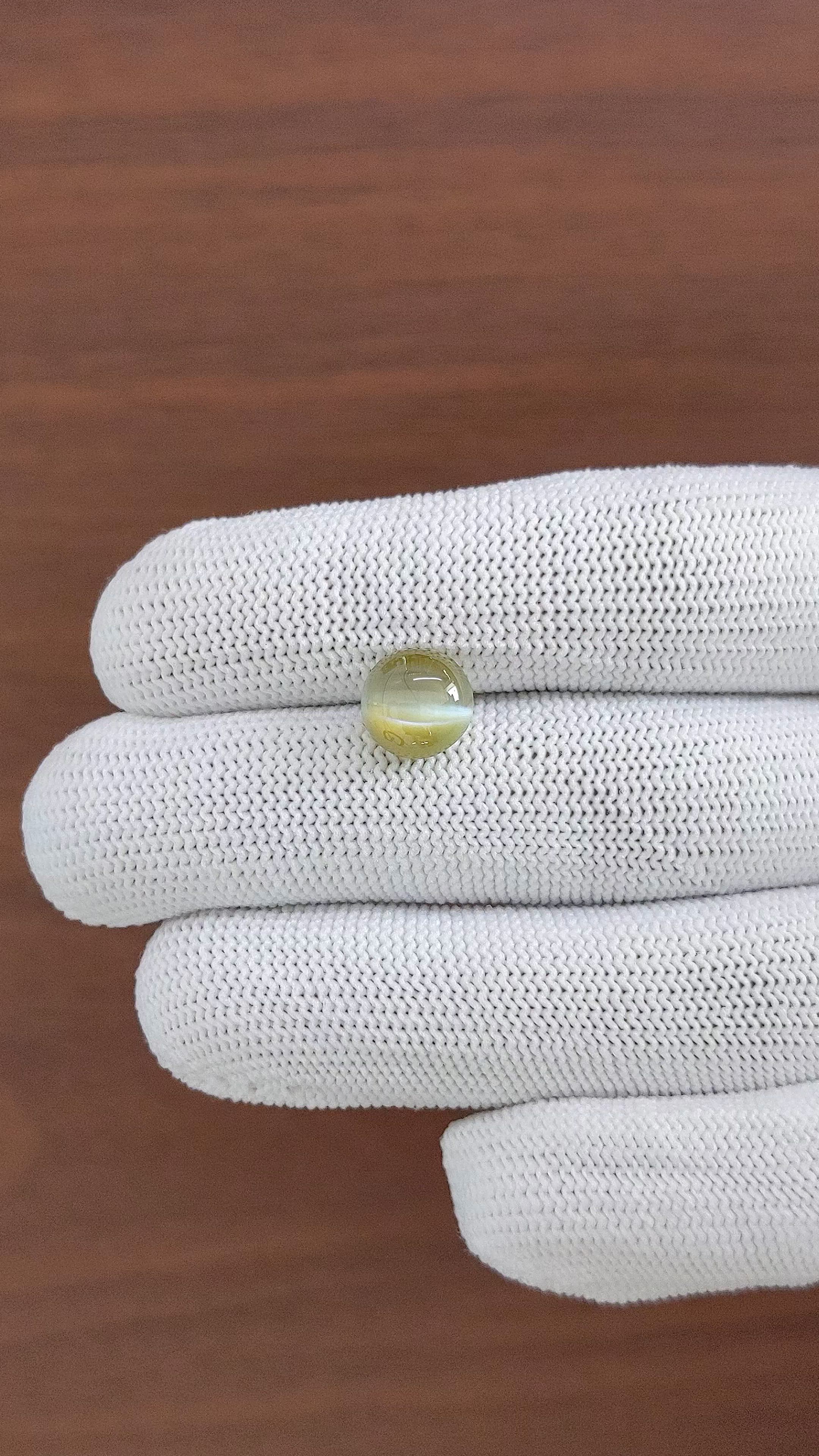 5.00 Ct. Greenish Yellow Cabochon Chrysoberyl from Ceylon (Sri Lanka) Size Video