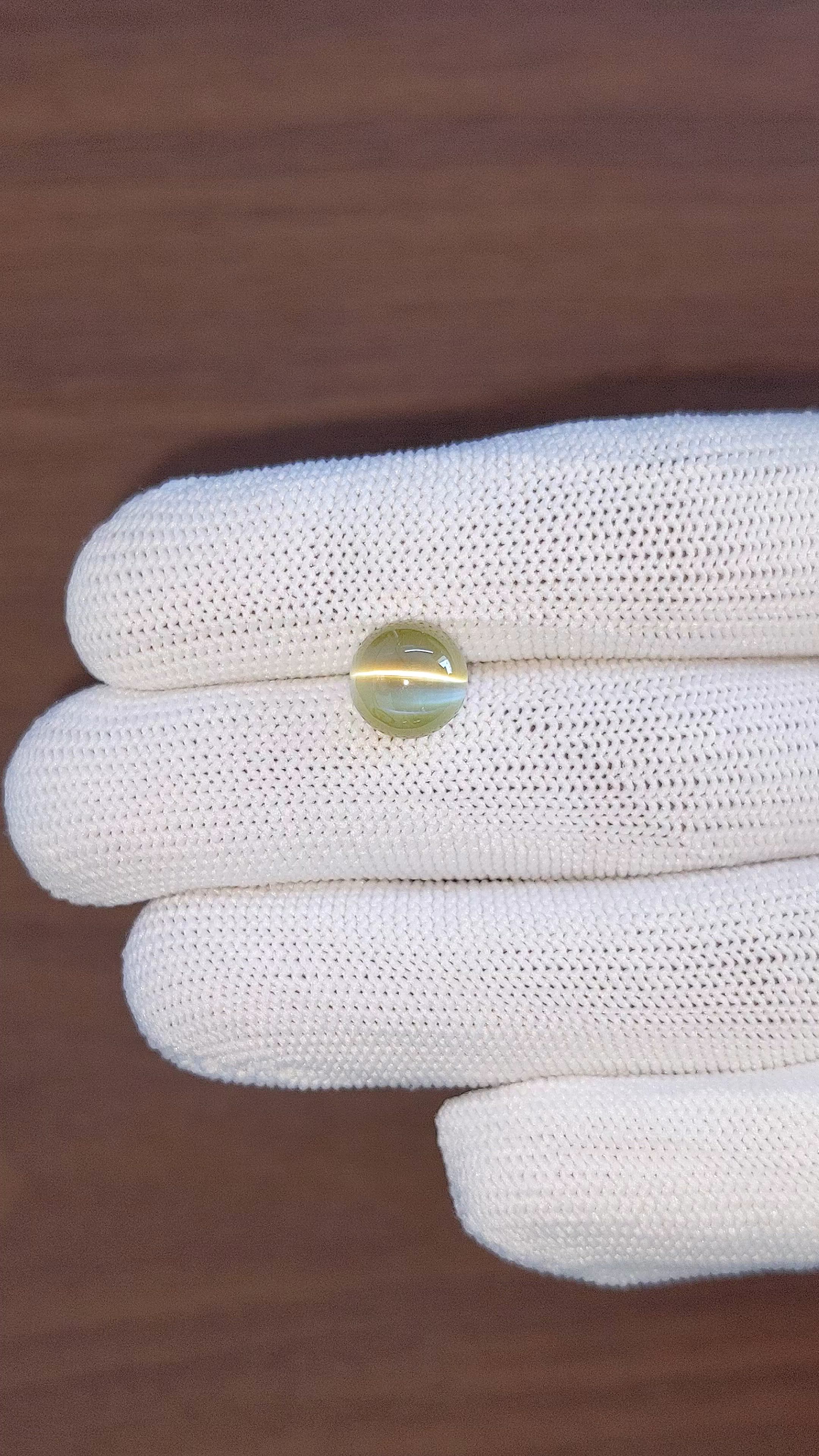 5.00 Ct. Greenish Yellow Cabochon Chrysoberyl from Ceylon (Sri Lanka) Size Video