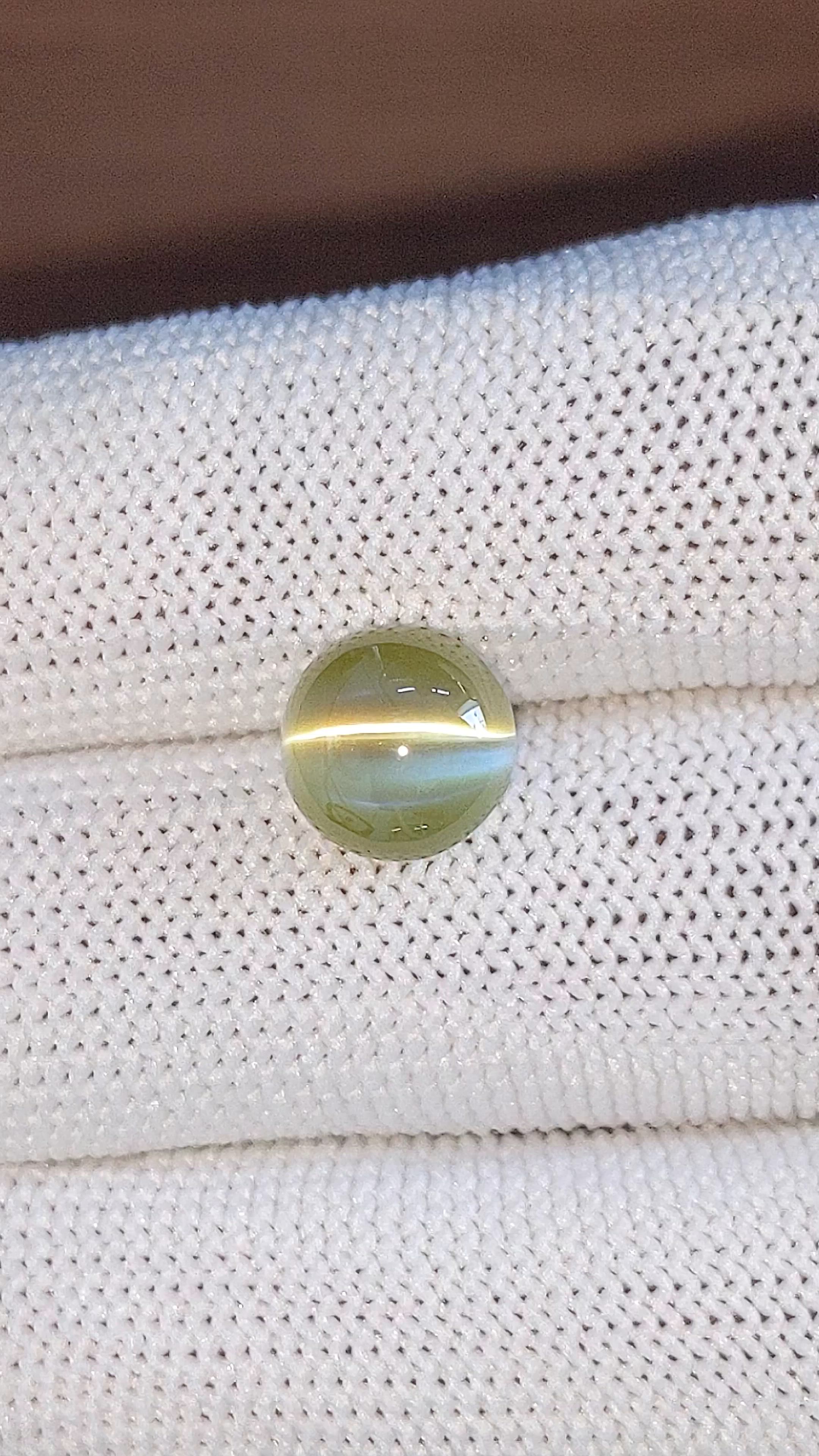 5.00 Ct. Greenish Yellow Cabochon Chrysoberyl from Ceylon (Sri Lanka) Size Video