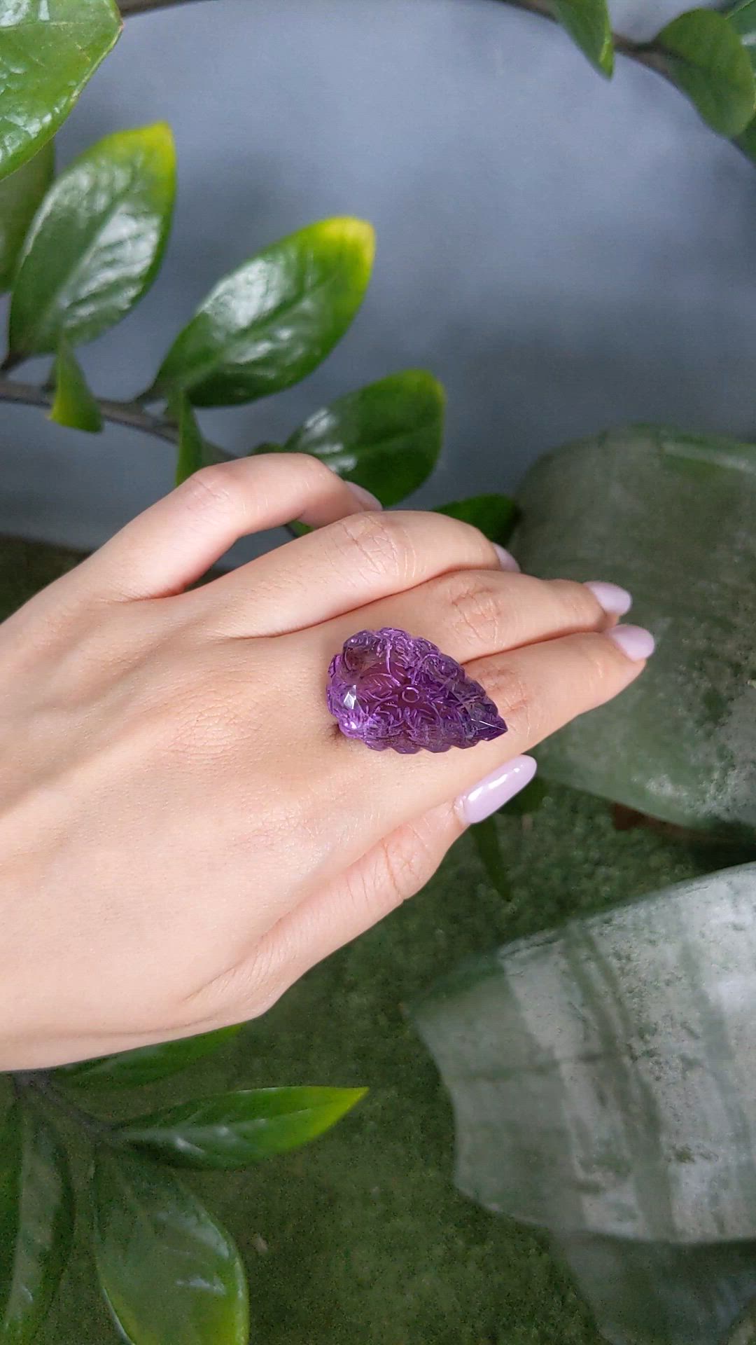 48.79 Ct. Purple Amethyst from Brazil Size Video