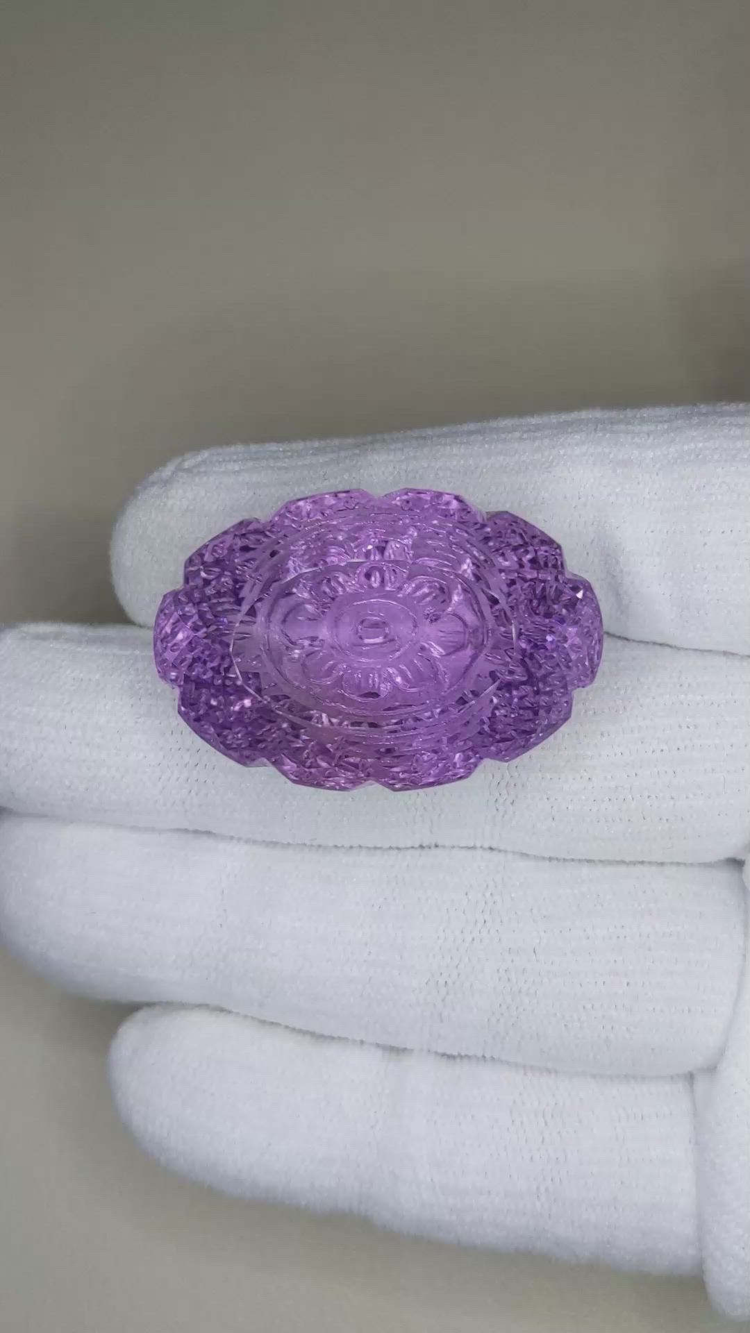 90.72 Ct. Purple Amethyst from Brazil Size Video
