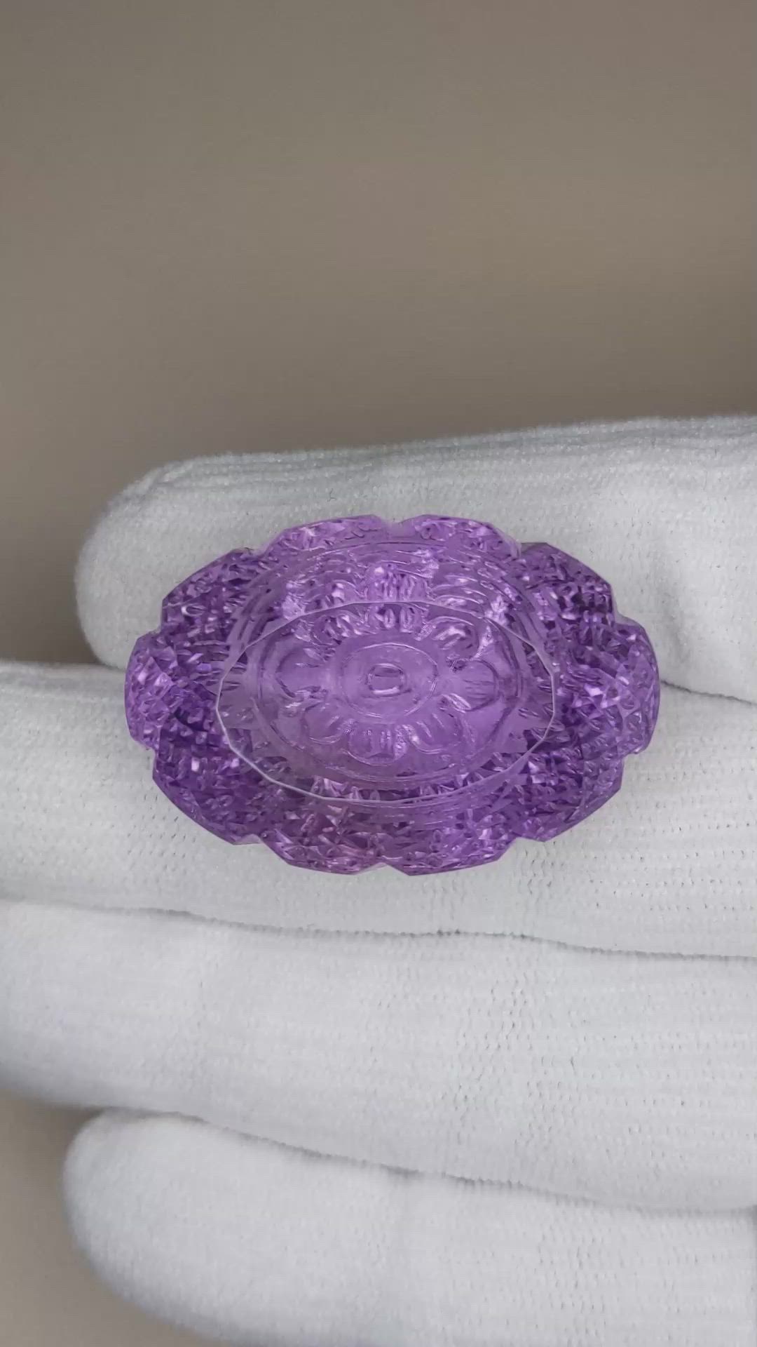 90.72 Ct. Purple Amethyst from Brazil Size Video