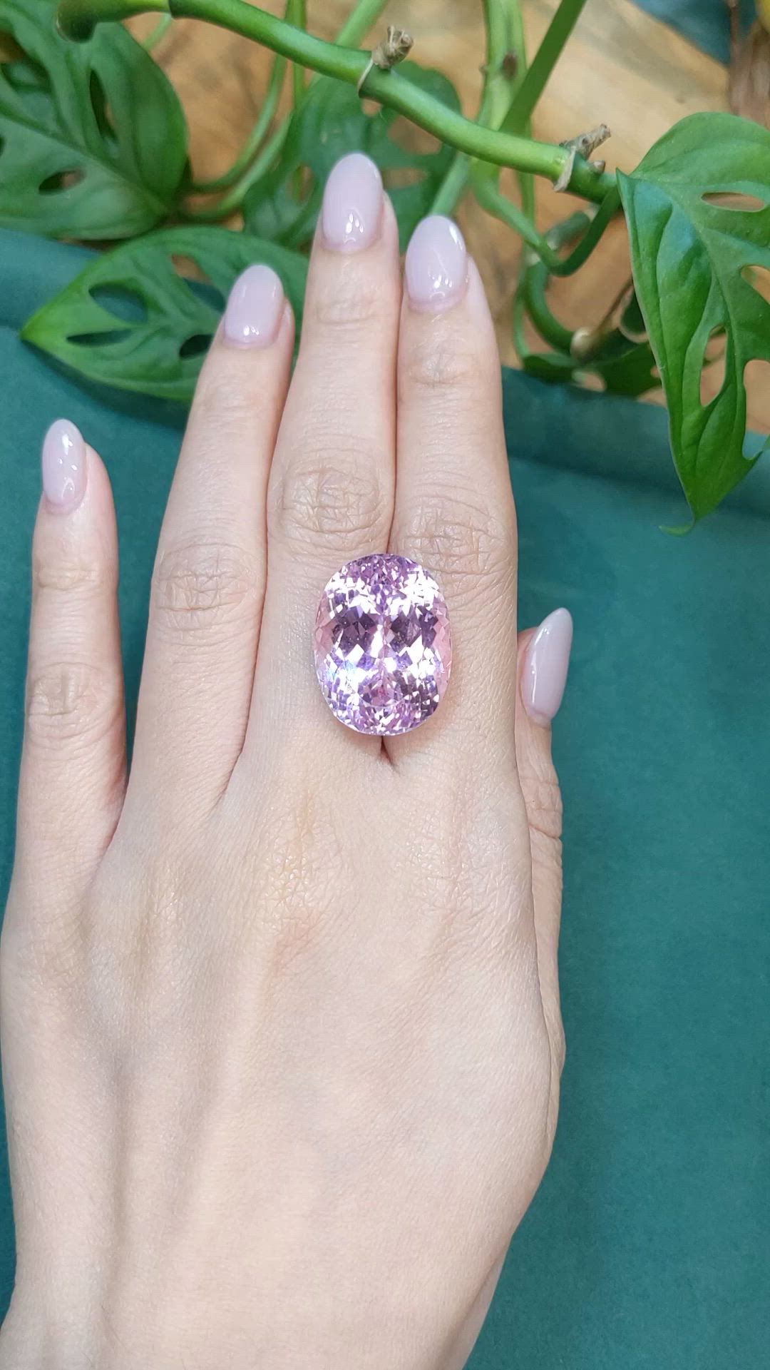 39.94 Ct. Peach Kunzite from Afghanistan Size Video