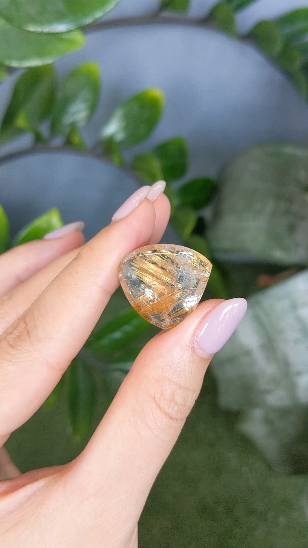 22.23 Ct. Multi Color Cabochon Rutilated Quartz from Brazil Size Video