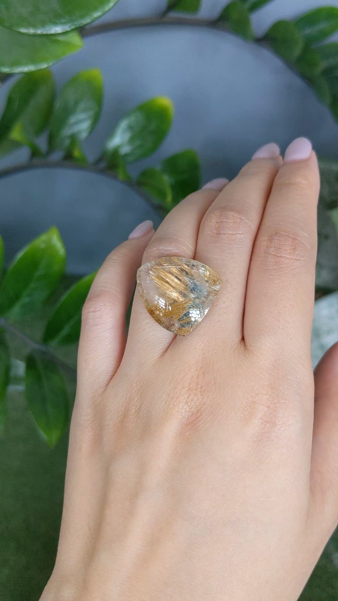22.23 Ct. Multi Color Cabochon Rutilated Quartz from Brazil Size Video