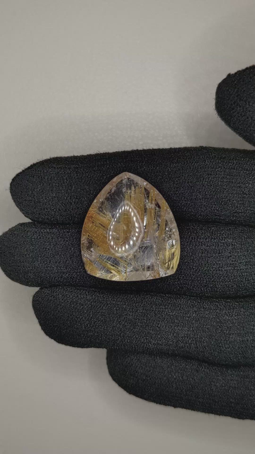 22.23 Ct. Multi Color Cabochon Rutilated Quartz from Brazil Size Video