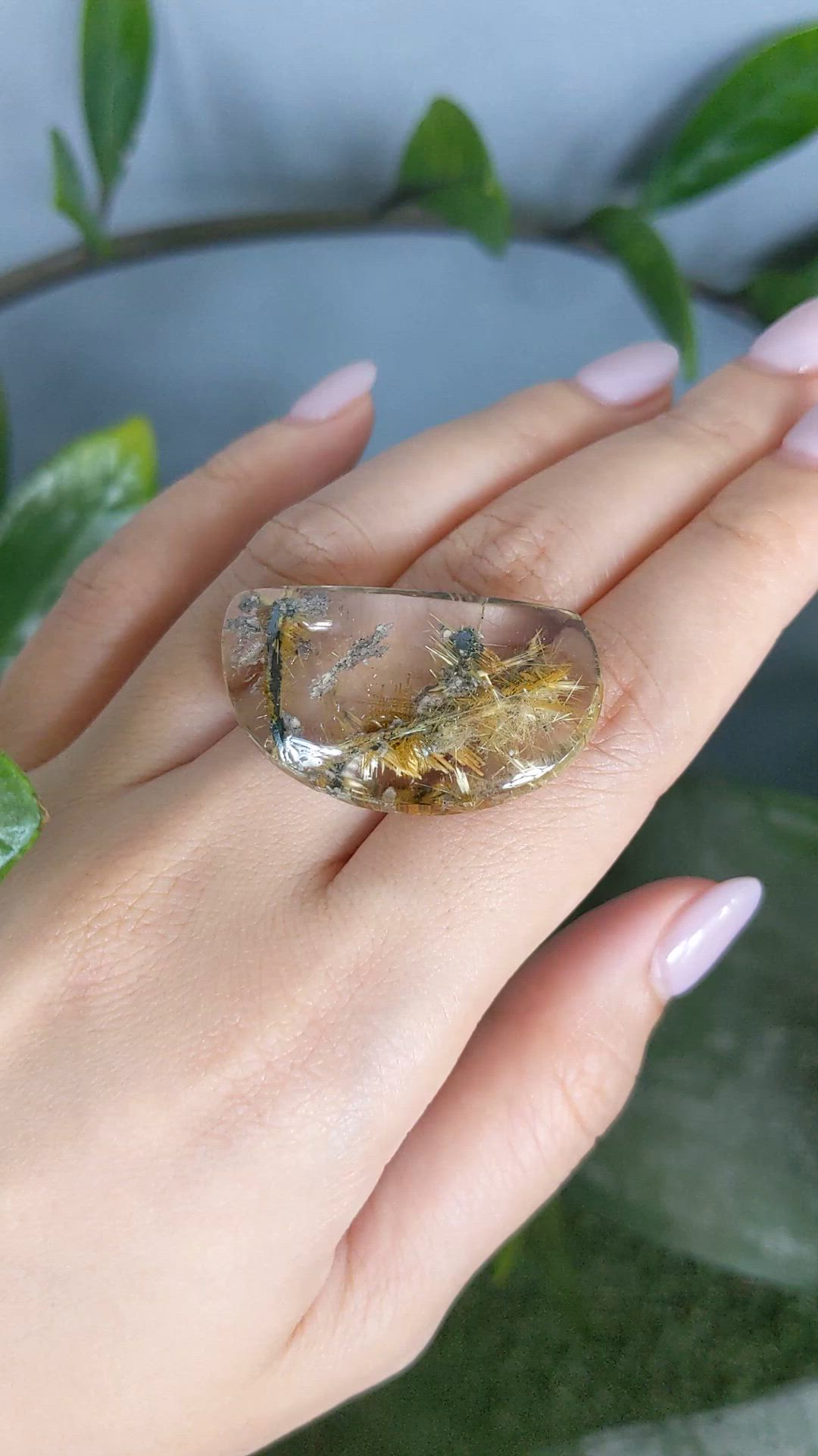 51.55 Ct. Multi Color Cabochon Rutilated Quartz from Brazil Size Video