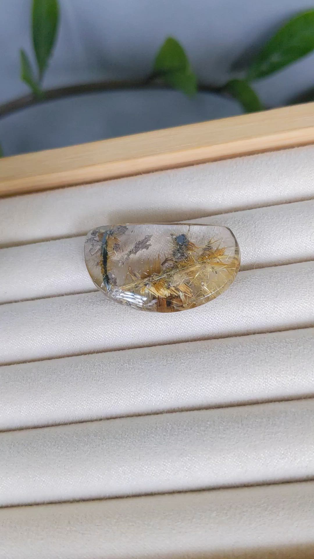 51.55 Ct. Multi Color Cabochon Rutilated Quartz from Brazil Size Video