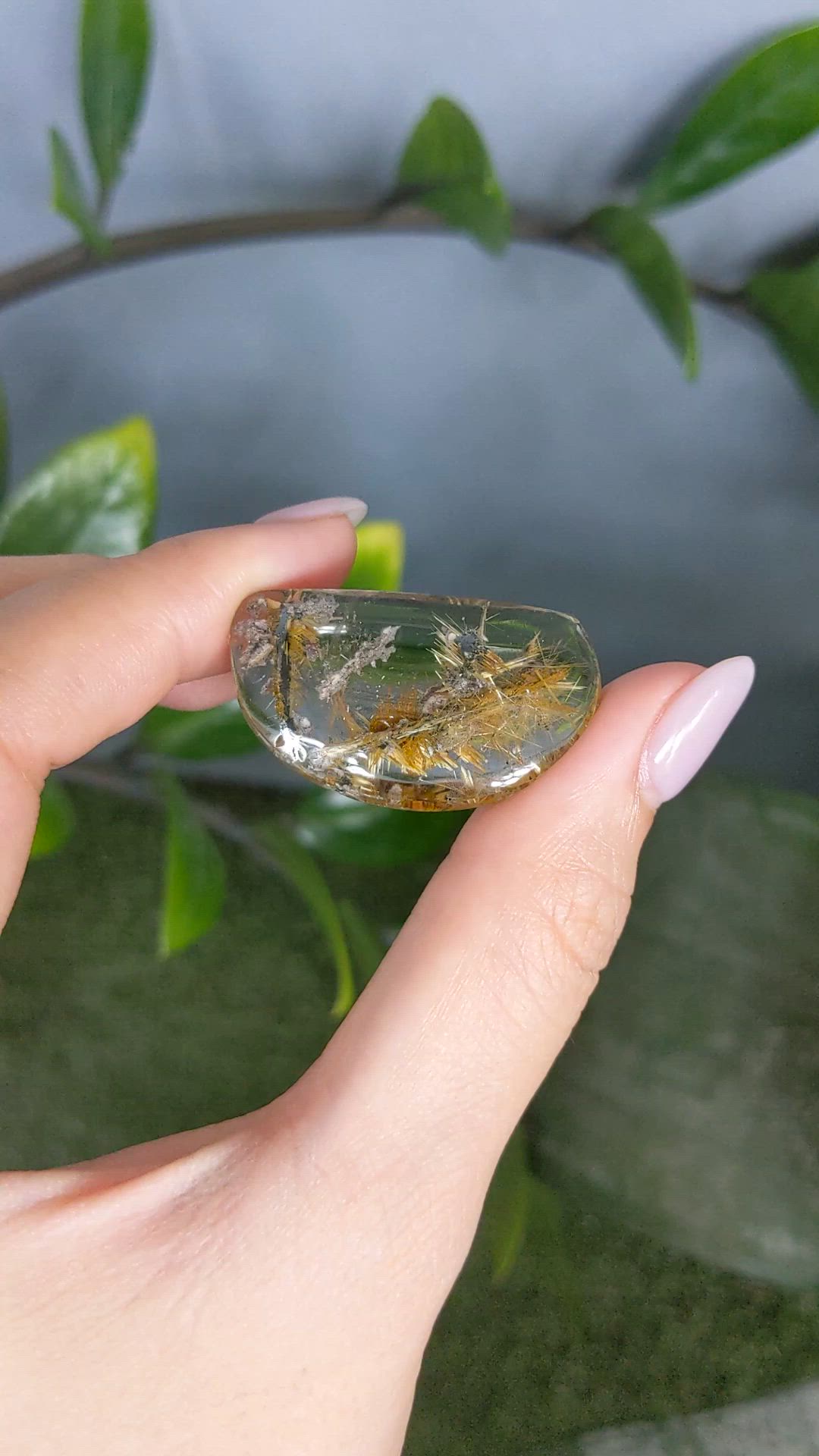 51.55 Ct. Multi Color Cabochon Rutilated Quartz from Brazil Size Video